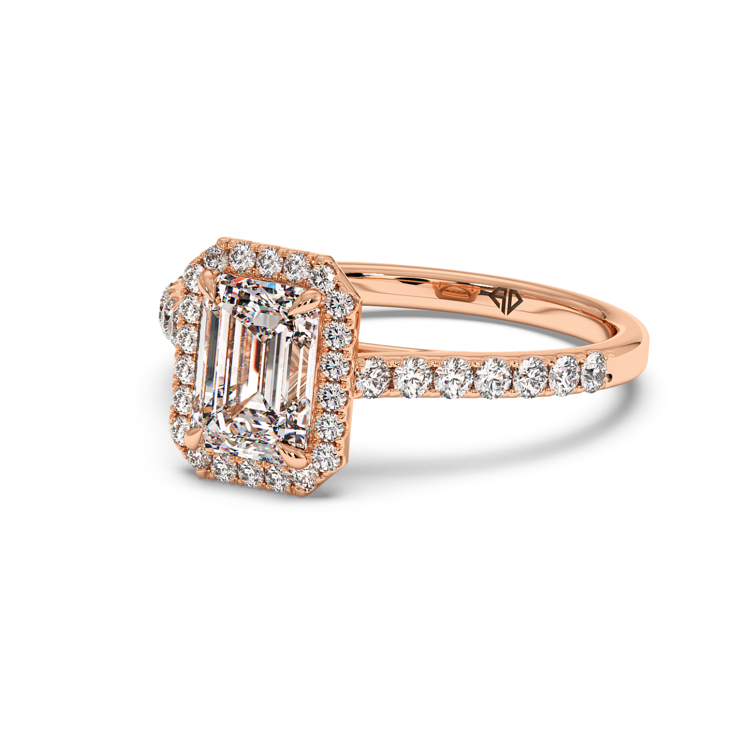 18K Rose Gold Marilyn Diamond Shoulder Hidden Halo Halo Diamond Engagement Ring