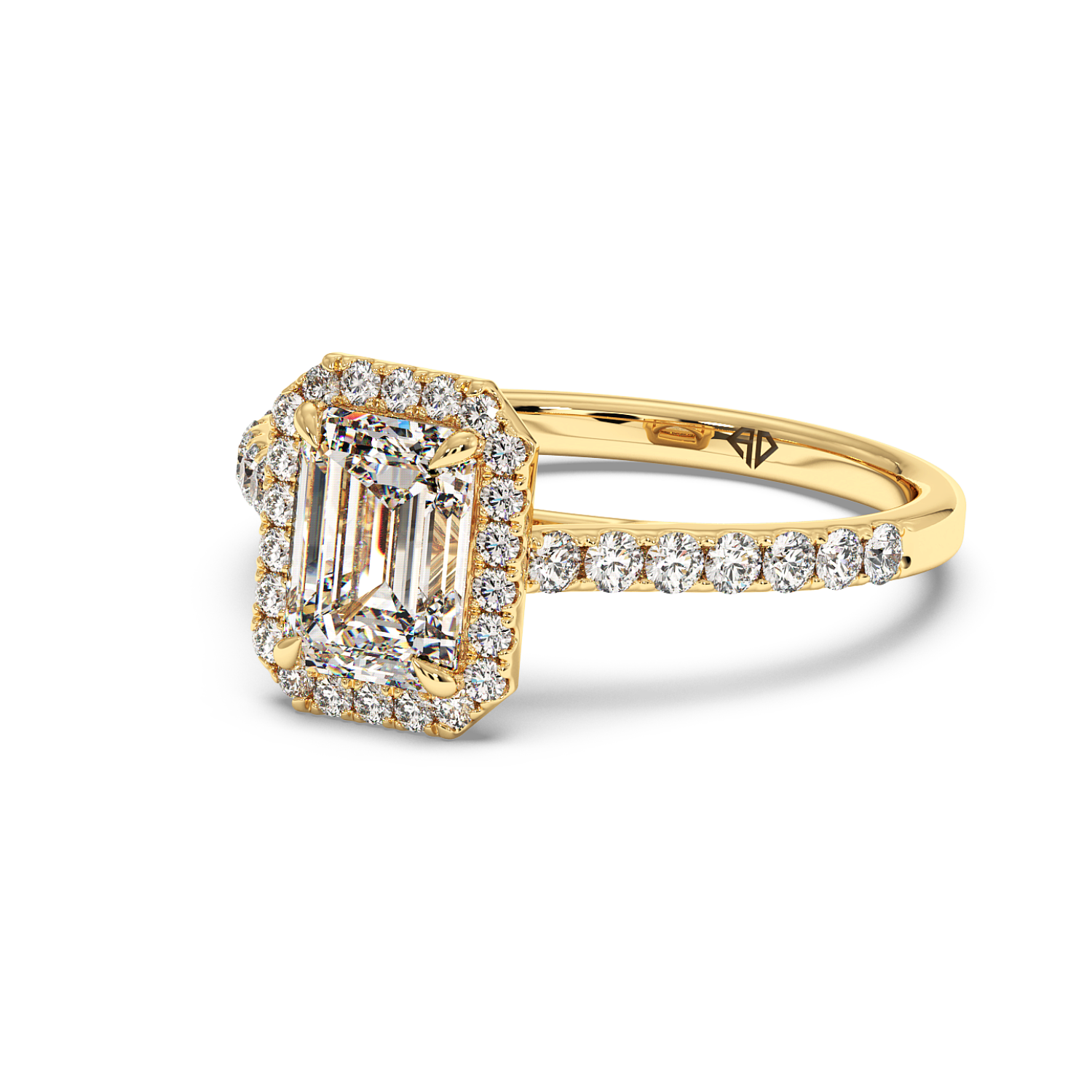 18K Yellow Gold Marilyn Diamond Shoulder Hidden Halo Halo Diamond Engagement Ring