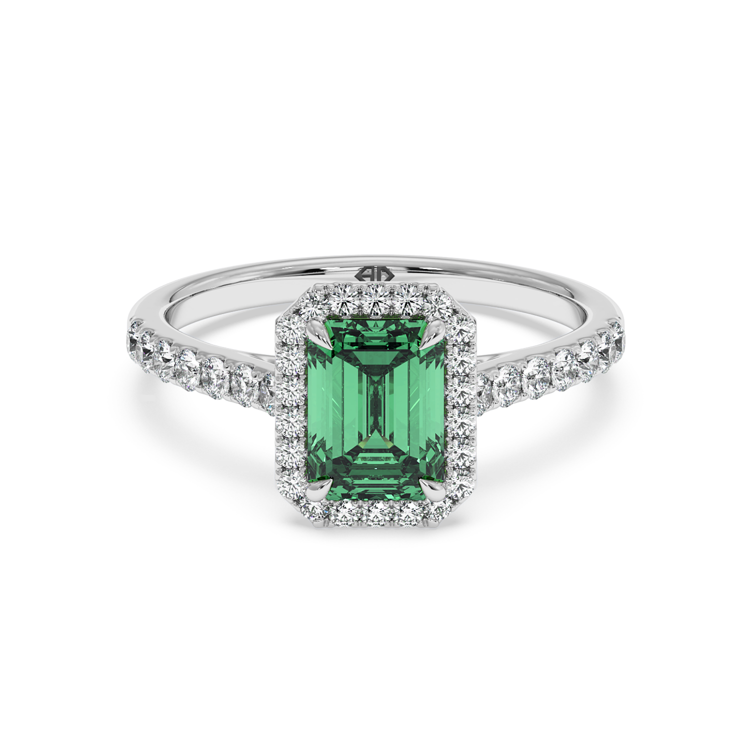 18K White Gold Marilyn Diamond Shoulder Hidden Halo Halo Diamond Engagement Ring