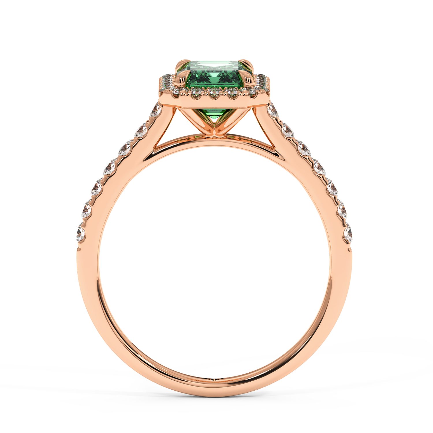 18K Rose Gold Marilyn Diamond Shoulder Hidden Halo Halo Diamond Engagement Ring