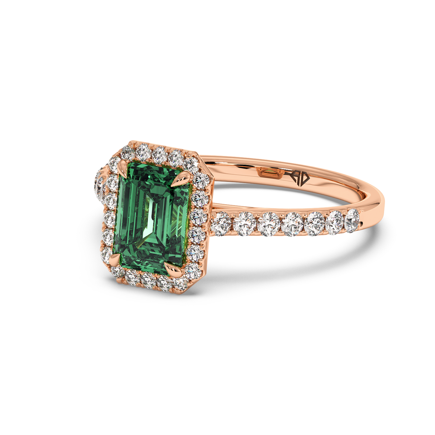 18K Rose Gold Marilyn Diamond Shoulder Hidden Halo Halo Diamond Engagement Ring