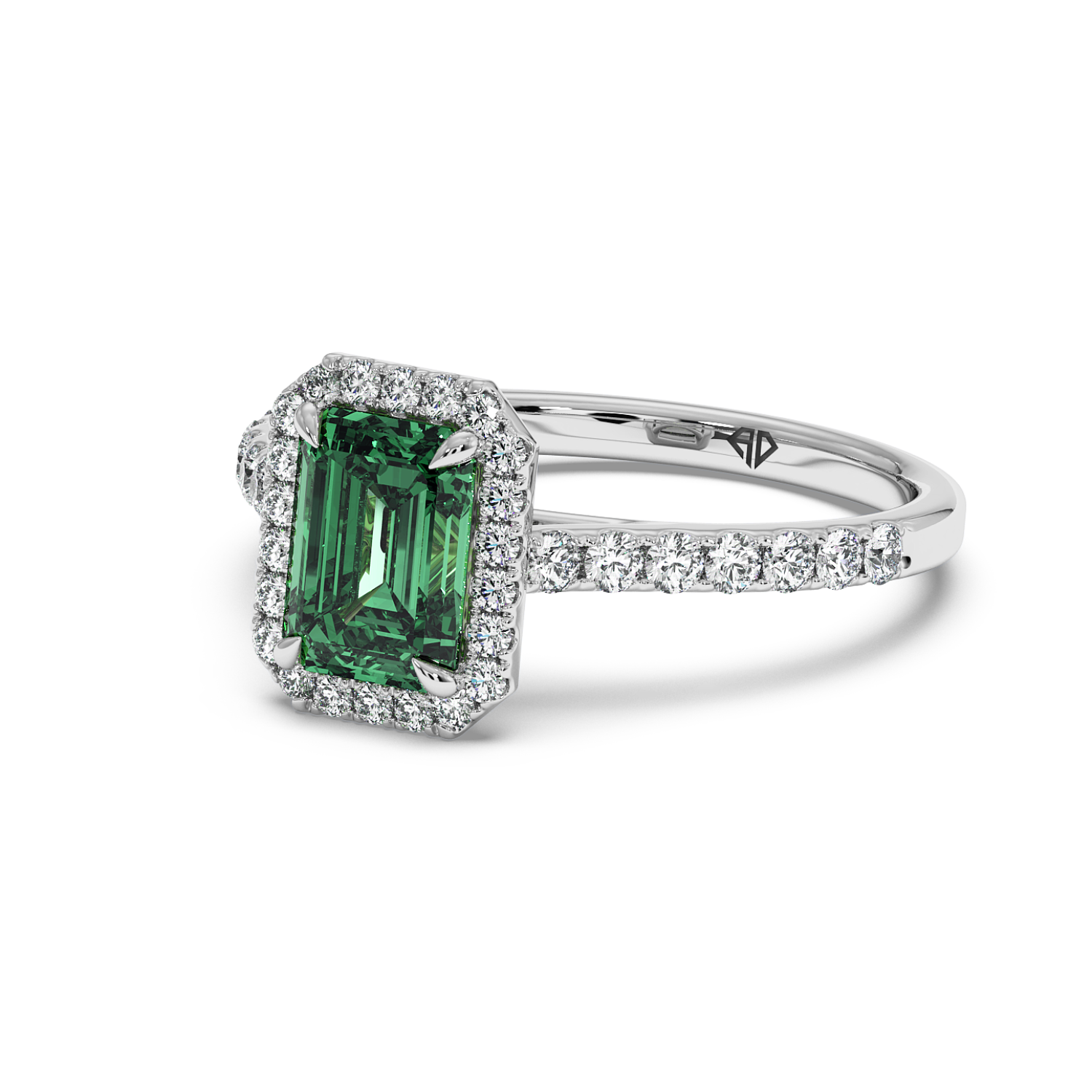 18K White Gold Marilyn Diamond Shoulder Hidden Halo Halo Diamond Engagement Ring