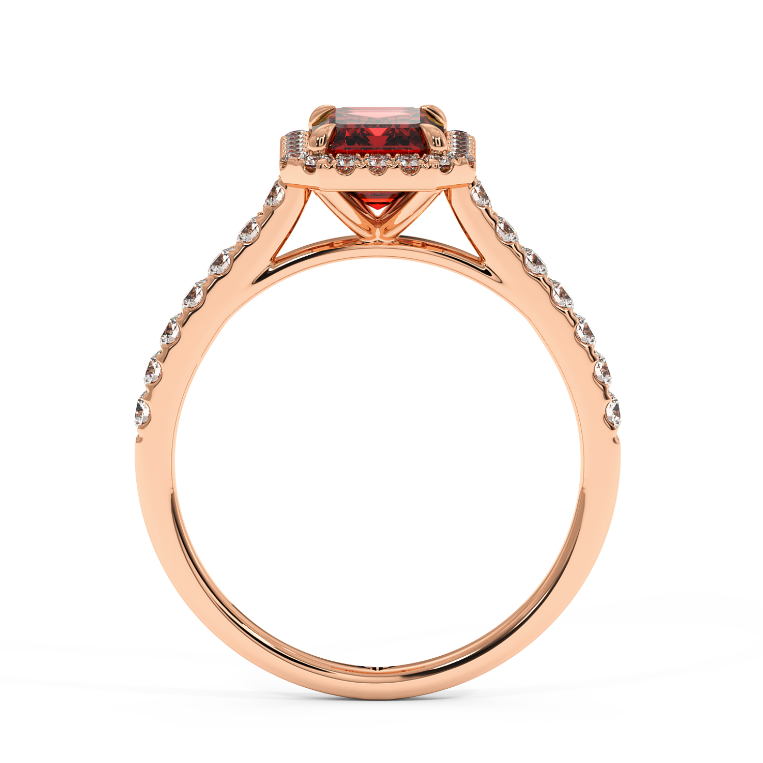 18K Rose Gold Marilyn Diamond Shoulder Hidden Halo Halo Diamond Engagement Ring