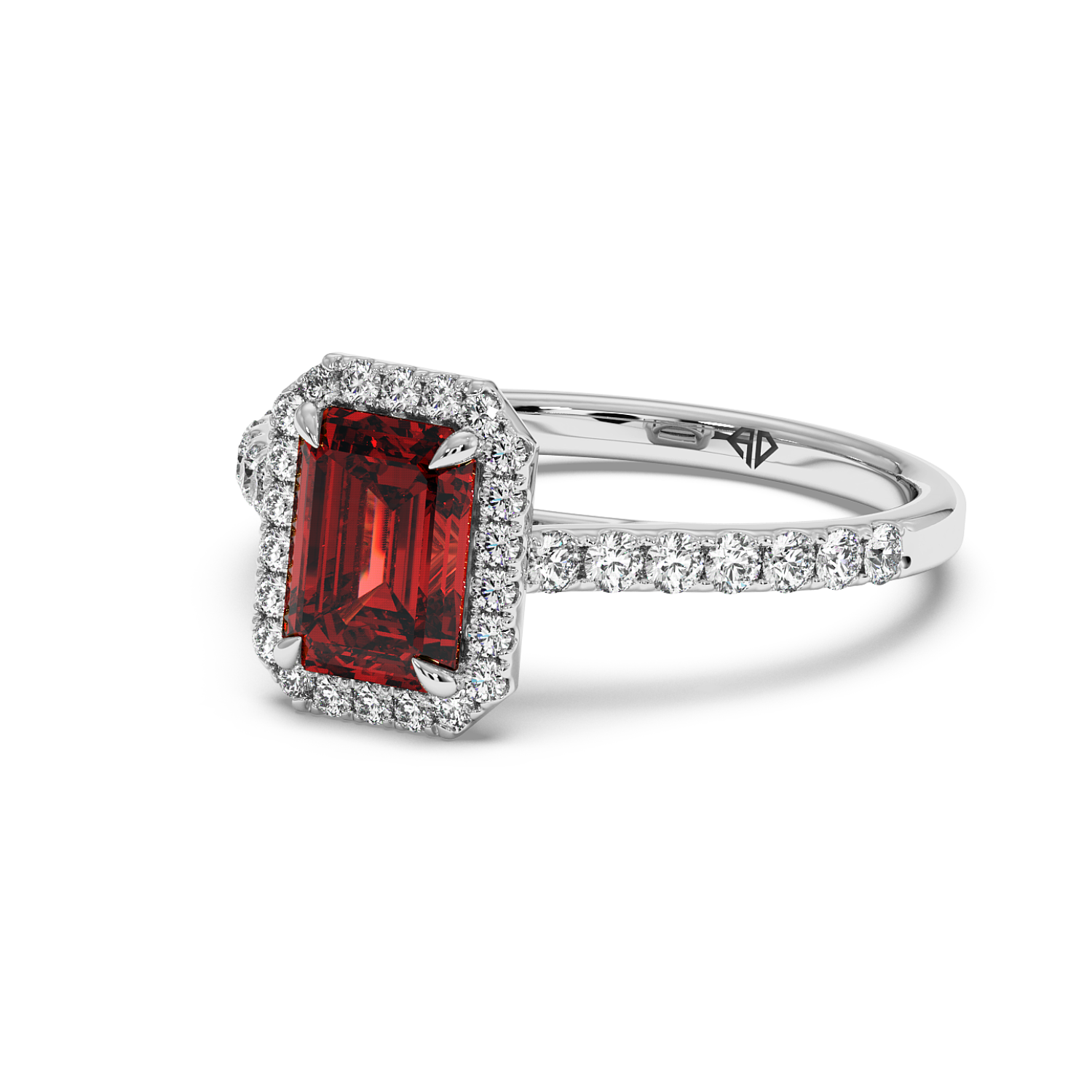 18K White Gold Marilyn Diamond Shoulder Hidden Halo Halo Diamond Engagement Ring