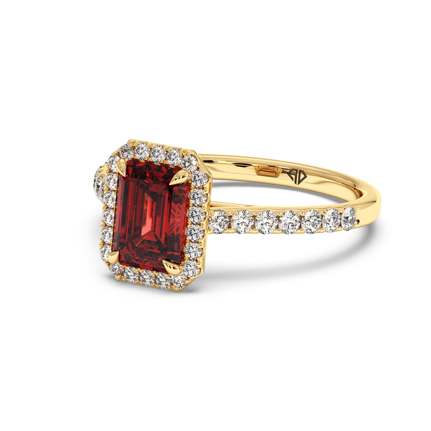 18K Yellow Gold Marilyn Diamond Shoulder Hidden Halo Halo Diamond Engagement Ring