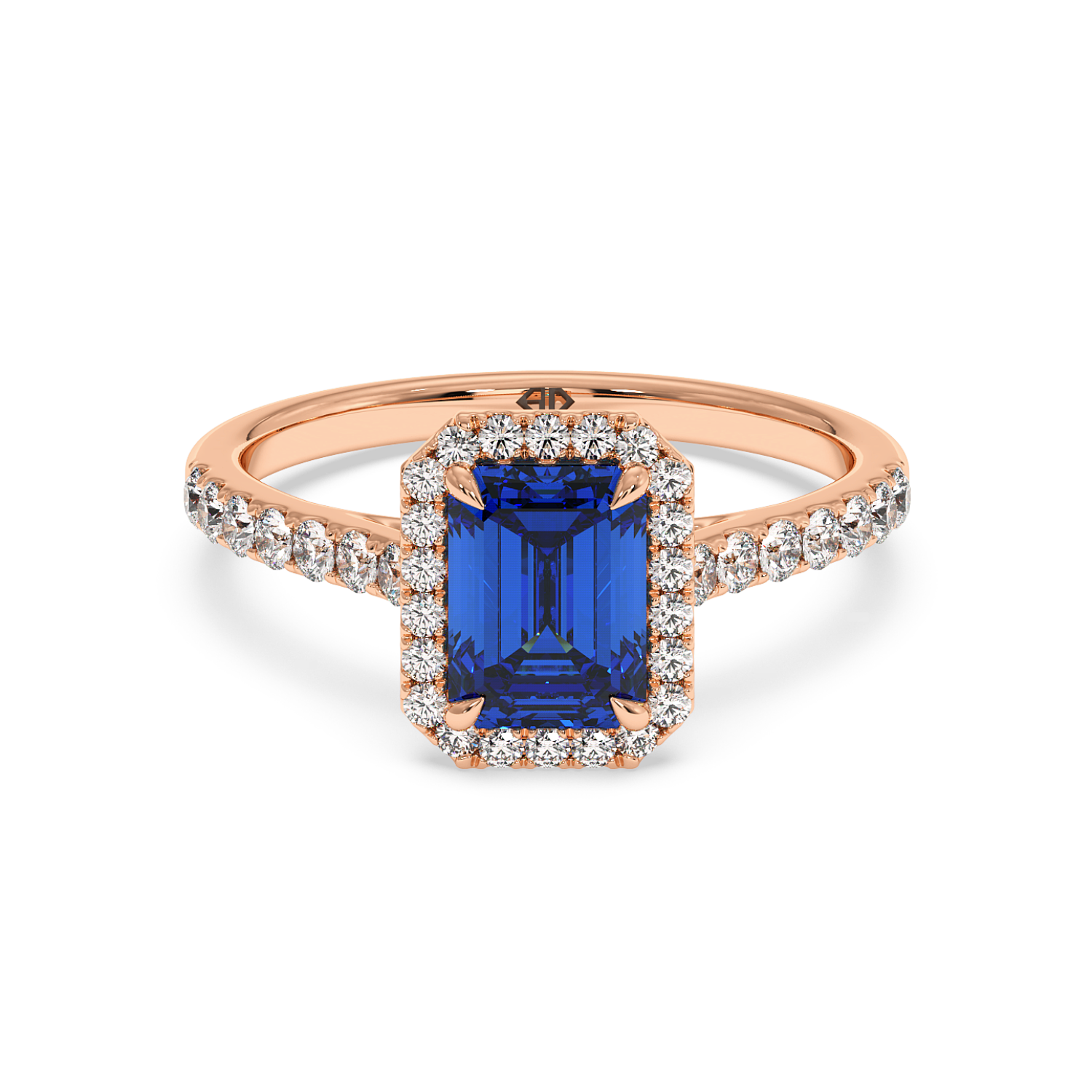 18K Rose Gold Marilyn Diamond Shoulder Hidden Halo Halo Diamond Engagement Ring