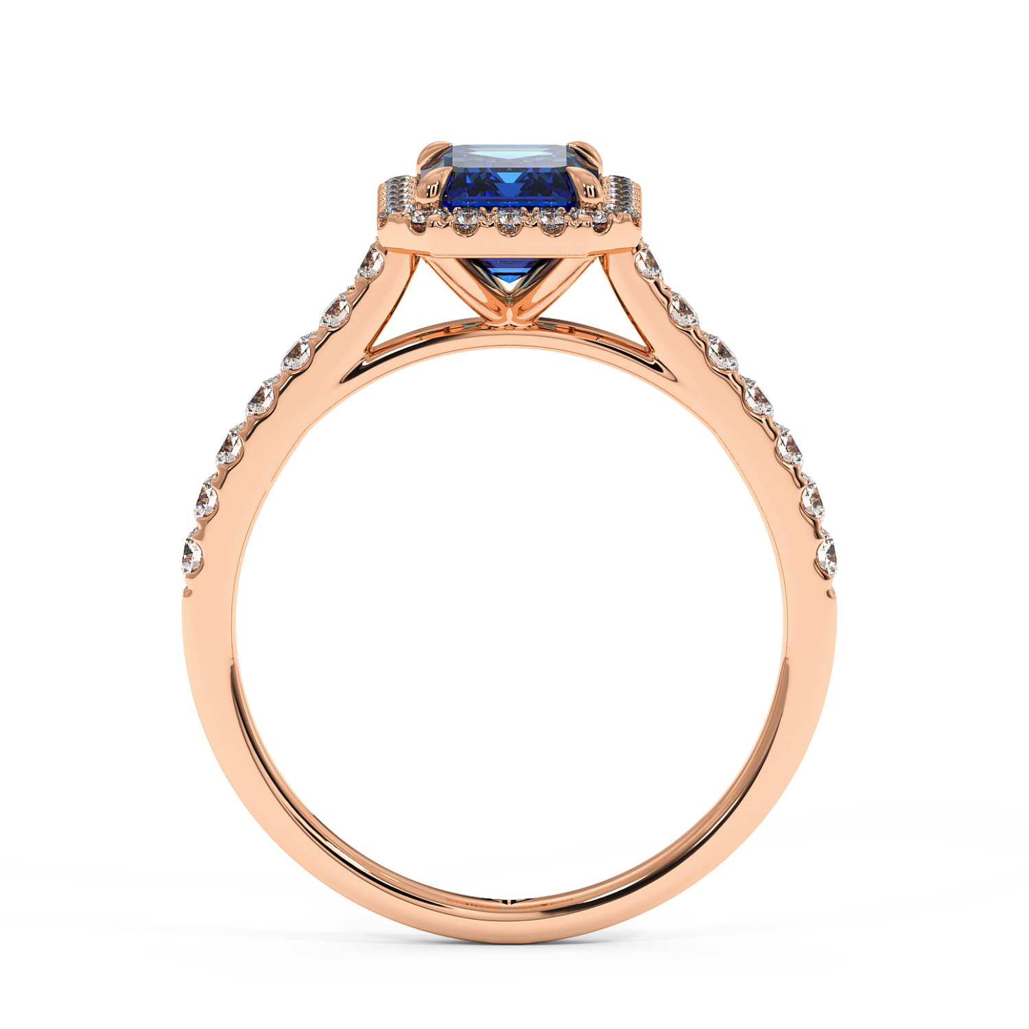 18K Rose Gold Marilyn Diamond Shoulder Hidden Halo Halo Diamond Engagement Ring