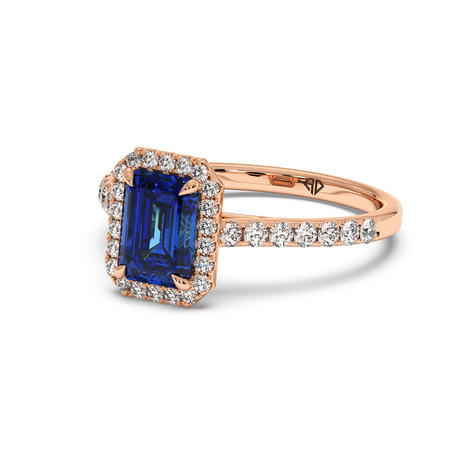 18K Rose Gold Marilyn Diamond Shoulder Hidden Halo Halo Diamond Engagement Ring