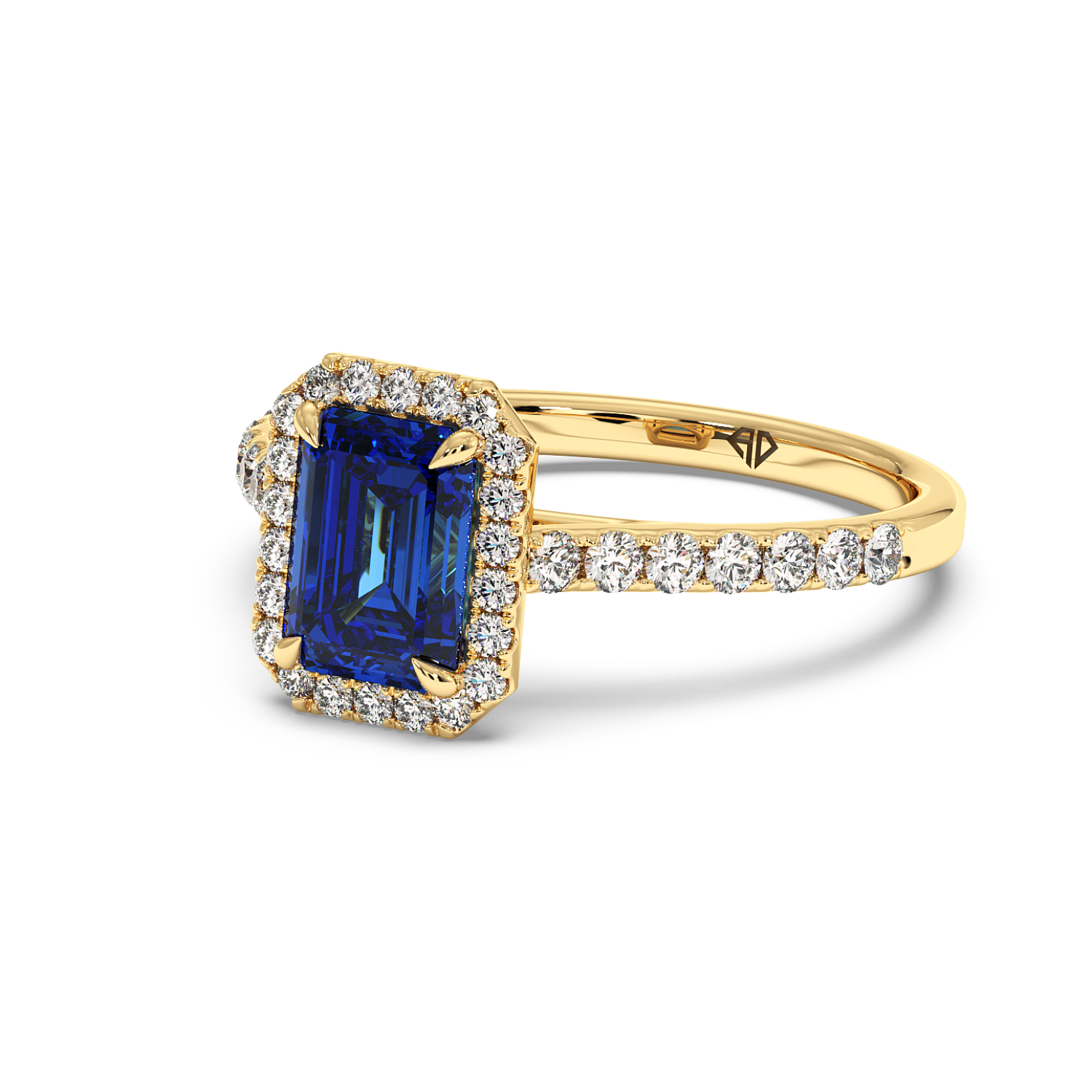 18K Yellow Gold Marilyn Diamond Shoulder Hidden Halo Halo Diamond Engagement Ring