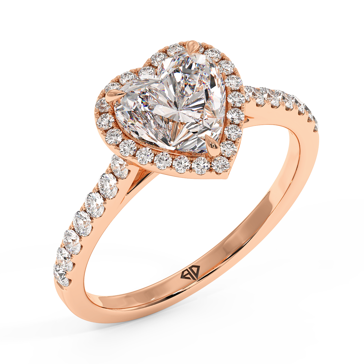 18K Rose Gold Marilyn Diamond Shoulder Hidden Halo Engagement Ring