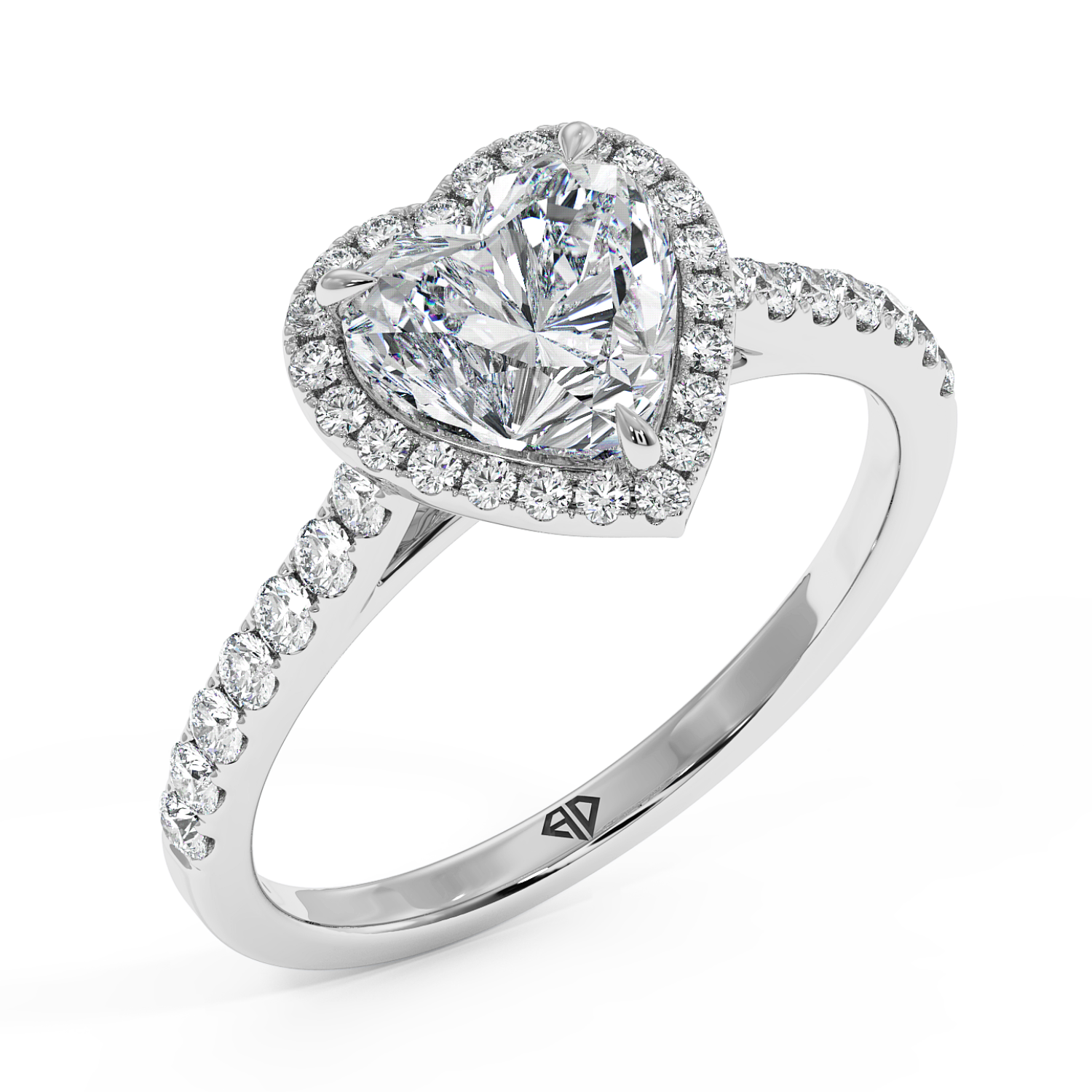 18K White Gold Marilyn Diamond Shoulder Hidden Halo Engagement Ring