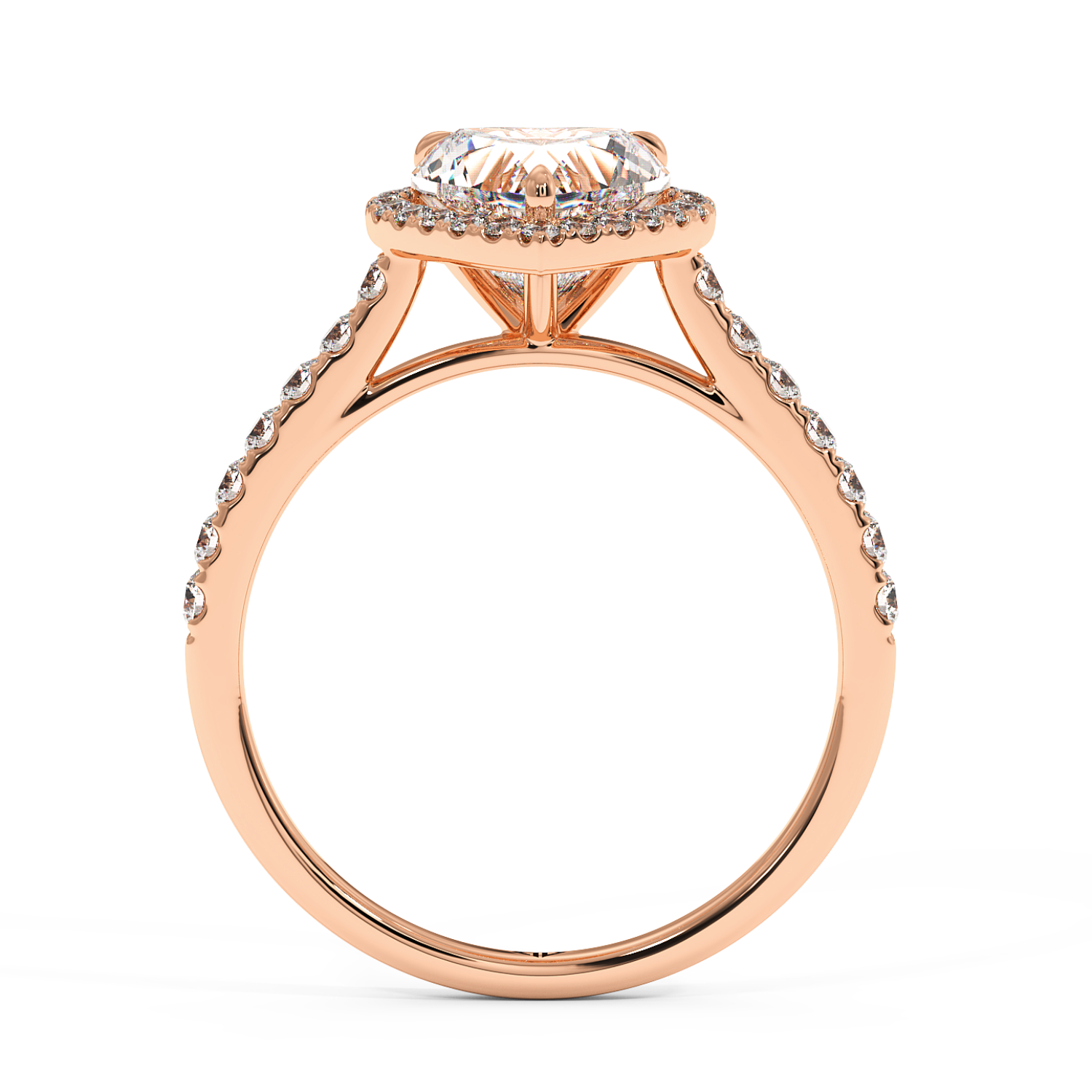 18K Rose Gold Marilyn Diamond Shoulder Hidden Halo Engagement Ring