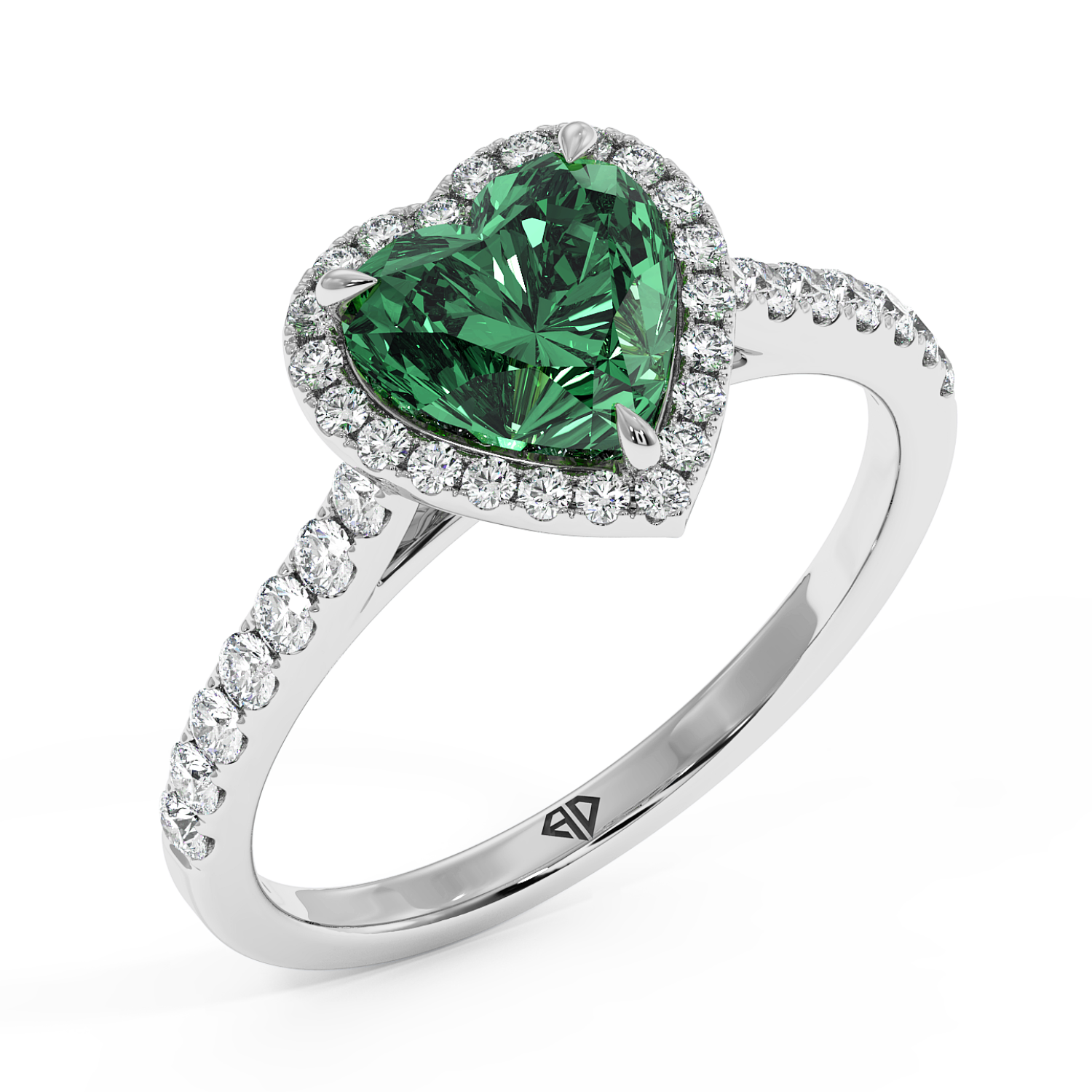 18K White Gold Marilyn Diamond Shoulder Hidden Halo Engagement Ring