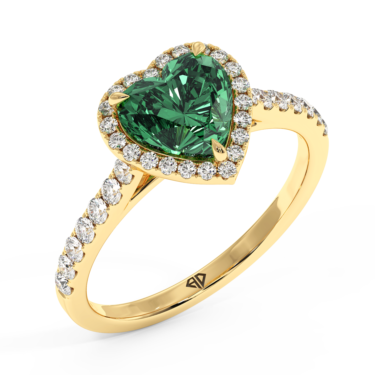 18K Yellow Gold Marilyn Diamond Shoulder Hidden Halo Engagement Ring