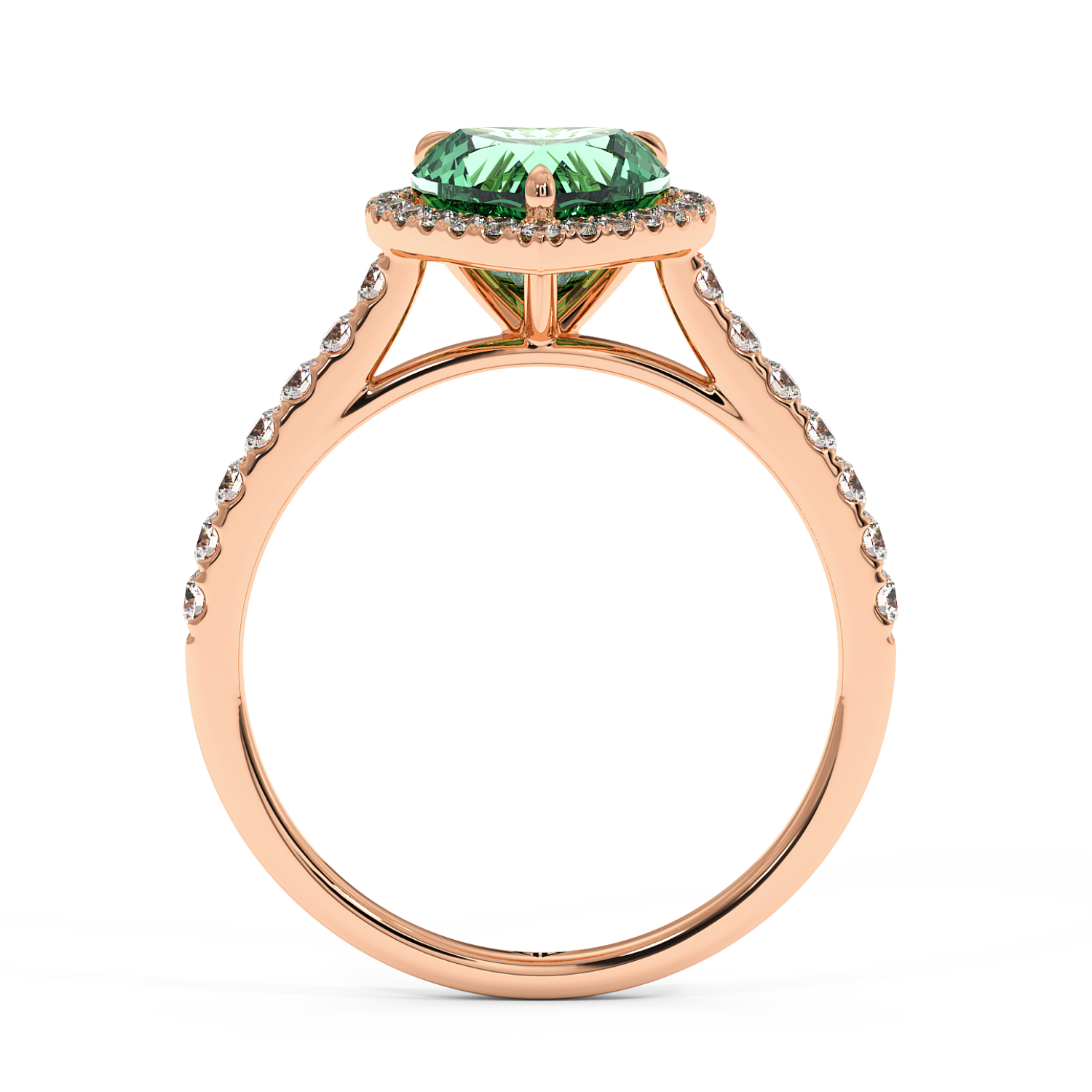 18K Rose Gold Marilyn Diamond Shoulder Hidden Halo Engagement Ring