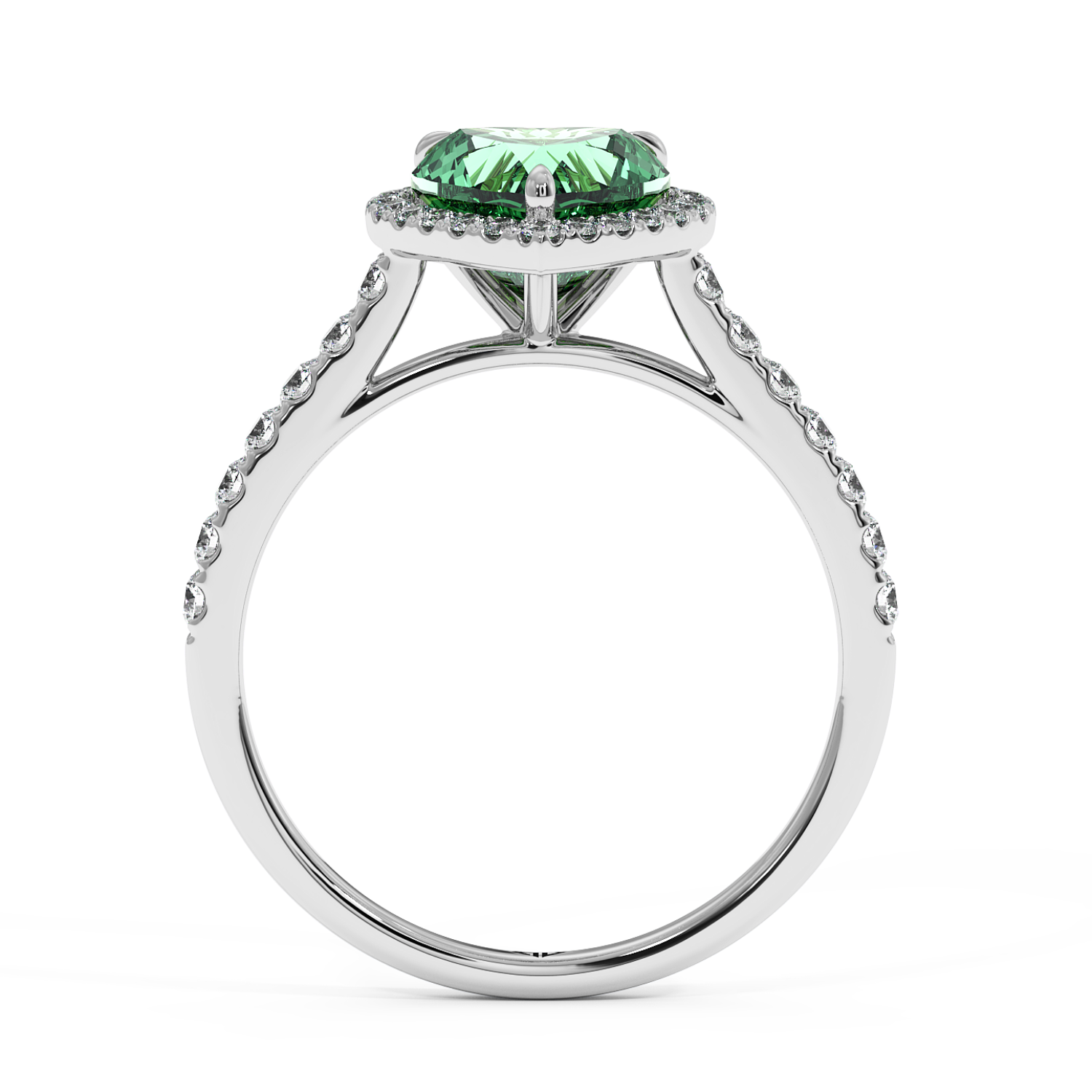 18K White Gold Marilyn Diamond Shoulder Hidden Halo Engagement Ring