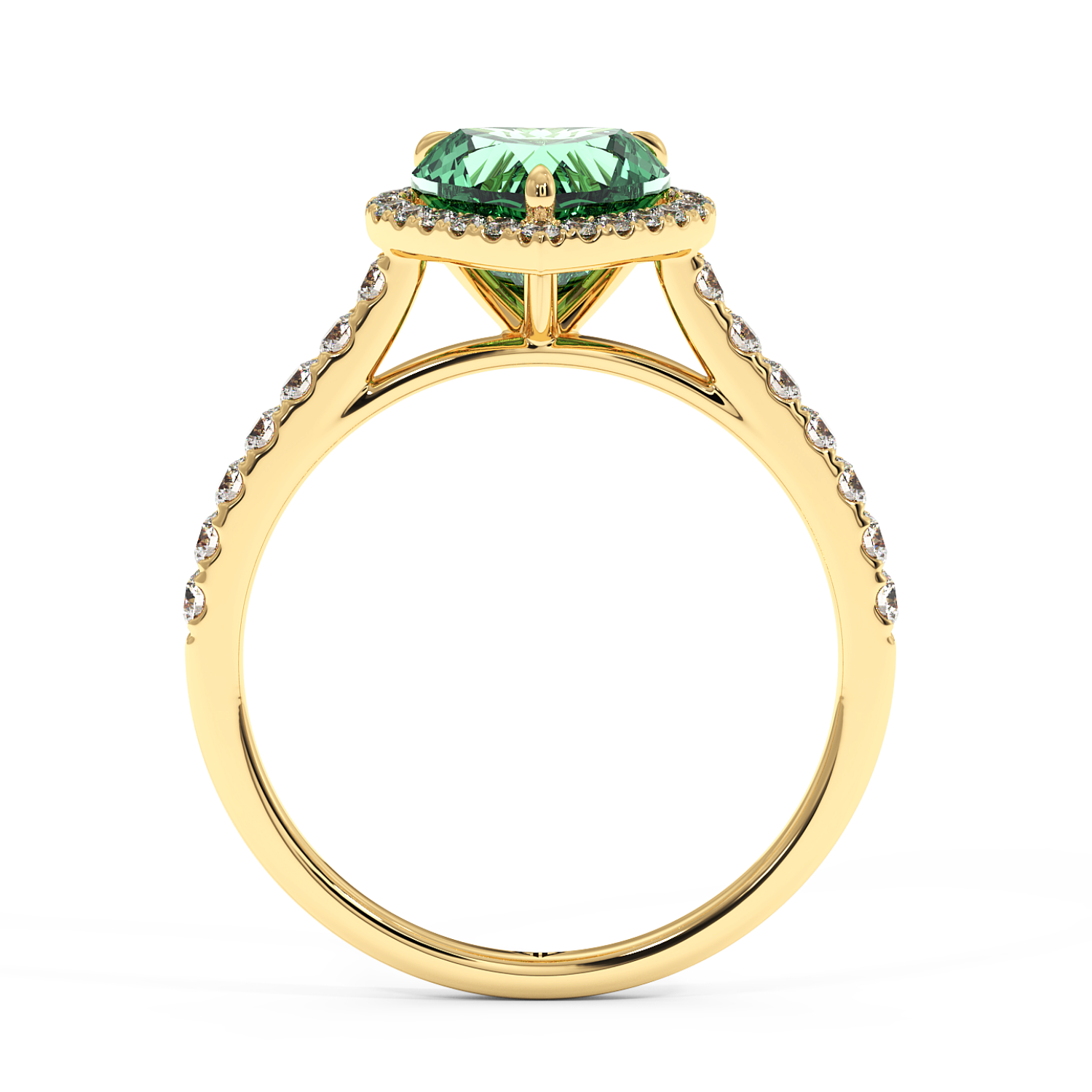 18K Yellow Gold Marilyn Diamond Shoulder Hidden Halo Engagement Ring