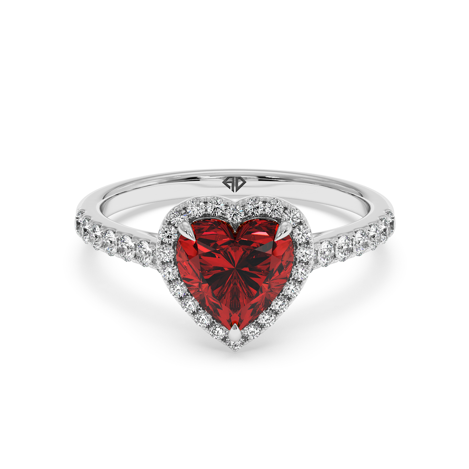 18K White Gold Marilyn Diamond Shoulder Hidden Halo Engagement Ring