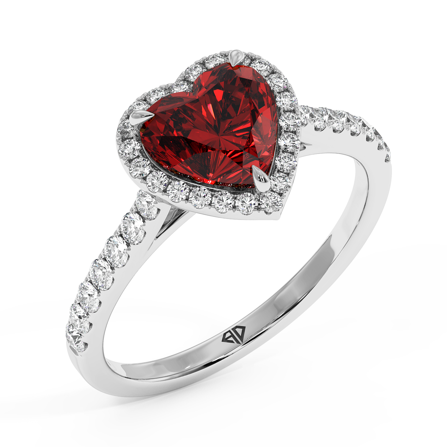 18K White Gold Marilyn Diamond Shoulder Hidden Halo Engagement Ring