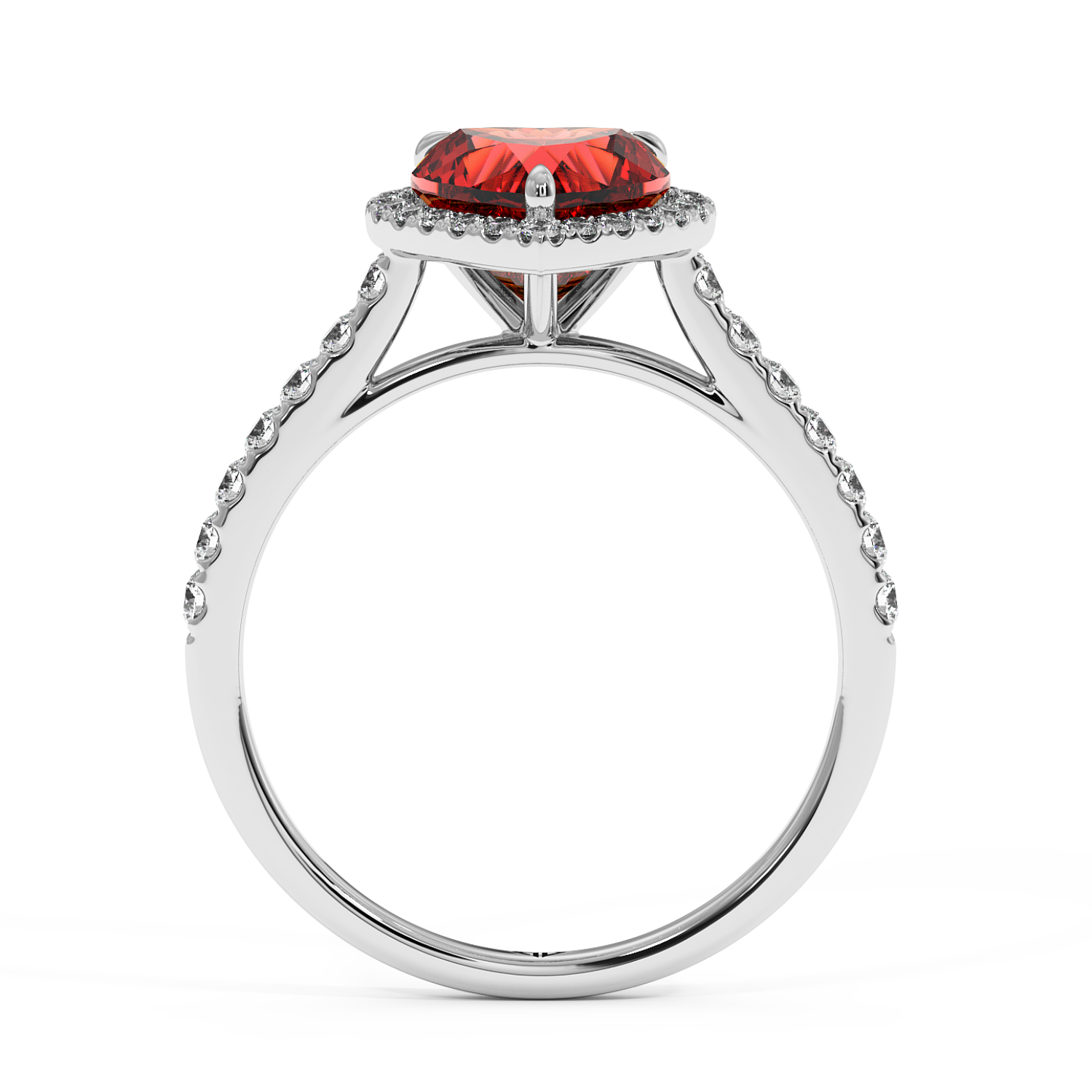 18K White Gold Marilyn Diamond Shoulder Hidden Halo Engagement Ring