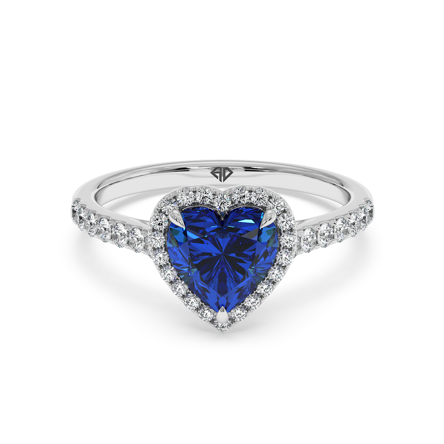 18K White Gold Marilyn Diamond Shoulder Hidden Halo Engagement Ring