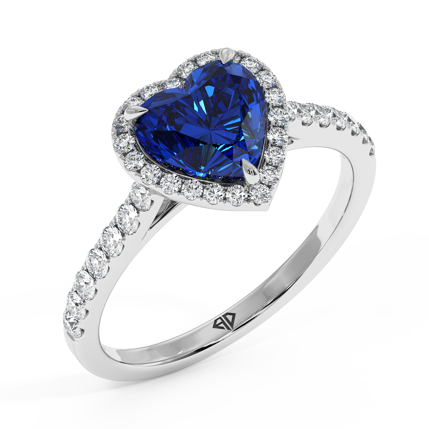 18K White Gold Marilyn Diamond Shoulder Hidden Halo Engagement Ring