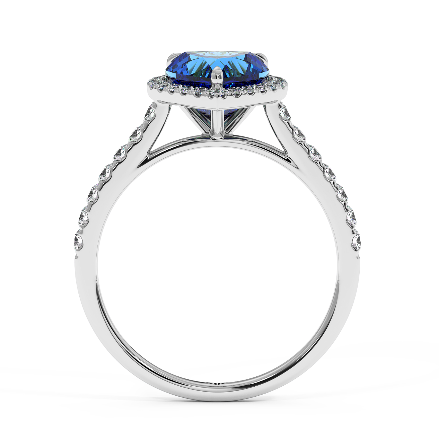 18K White Gold Marilyn Diamond Shoulder Hidden Halo Engagement Ring