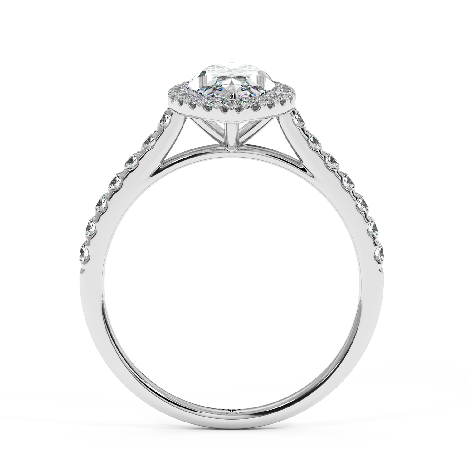 18K White Gold Marilyn Diamond Shoulder Hidden Halo Engagement Ring