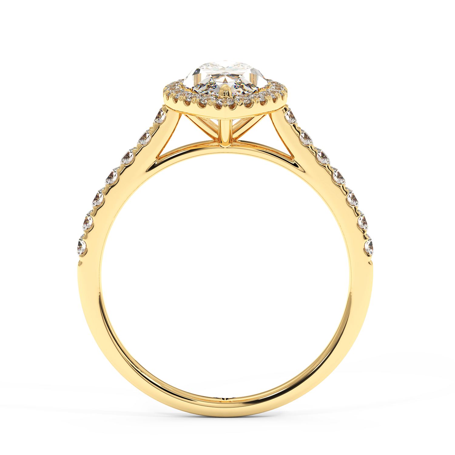 18K Yellow Gold Marilyn Diamond Shoulder Hidden Halo Engagement Ring