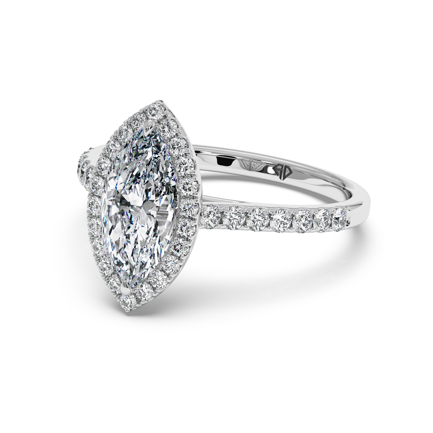 18K White Gold Marilyn Diamond Shoulder Hidden Halo Engagement Ring