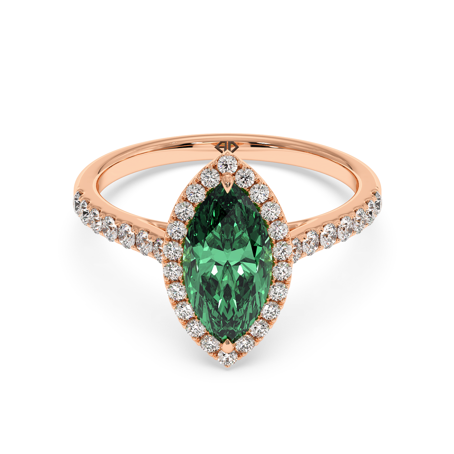 18K Rose Gold Marilyn Diamond Shoulder Hidden Halo Engagement Ring