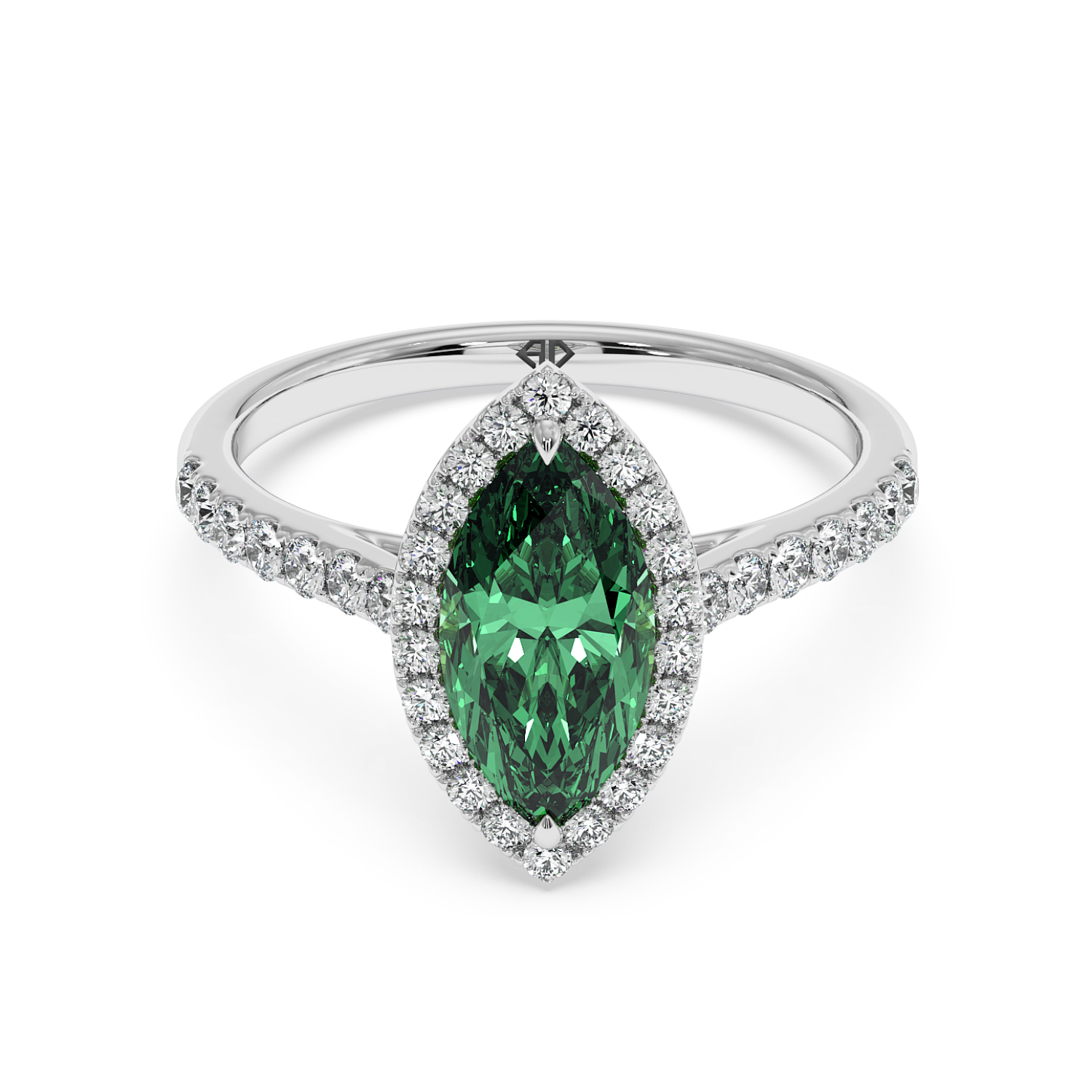 Platinum Marilyn Diamond Shoulder Hidden Halo Engagement Ring