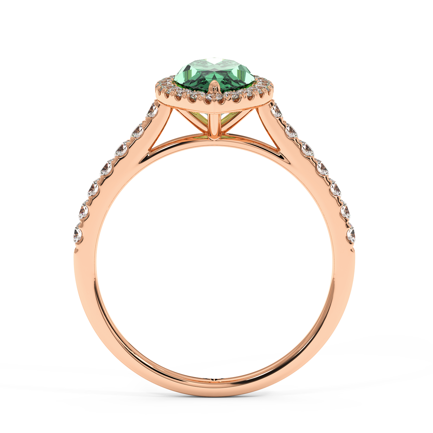 18K Rose Gold Marilyn Diamond Shoulder Hidden Halo Engagement Ring