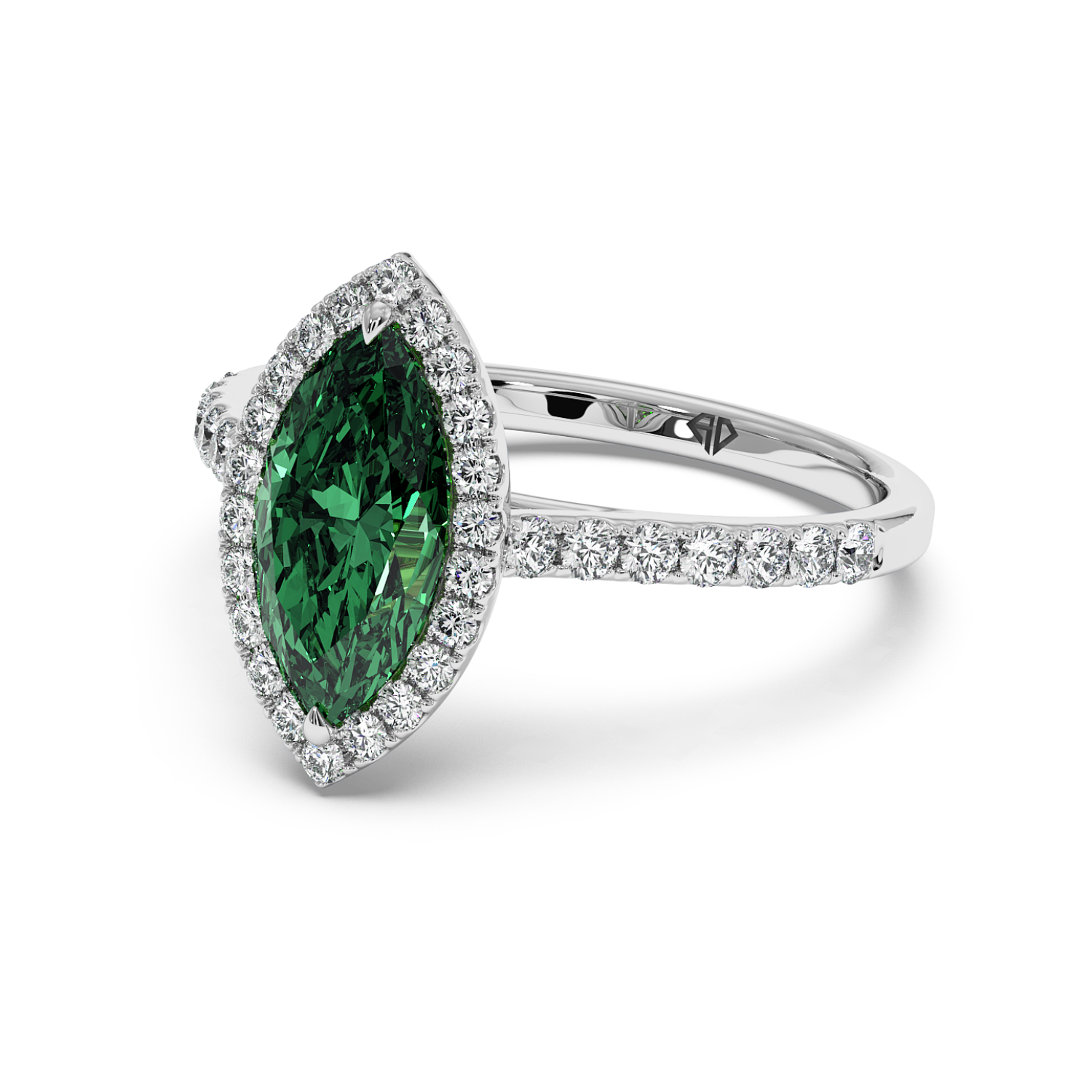 Platinum Marilyn Diamond Shoulder Hidden Halo Engagement Ring