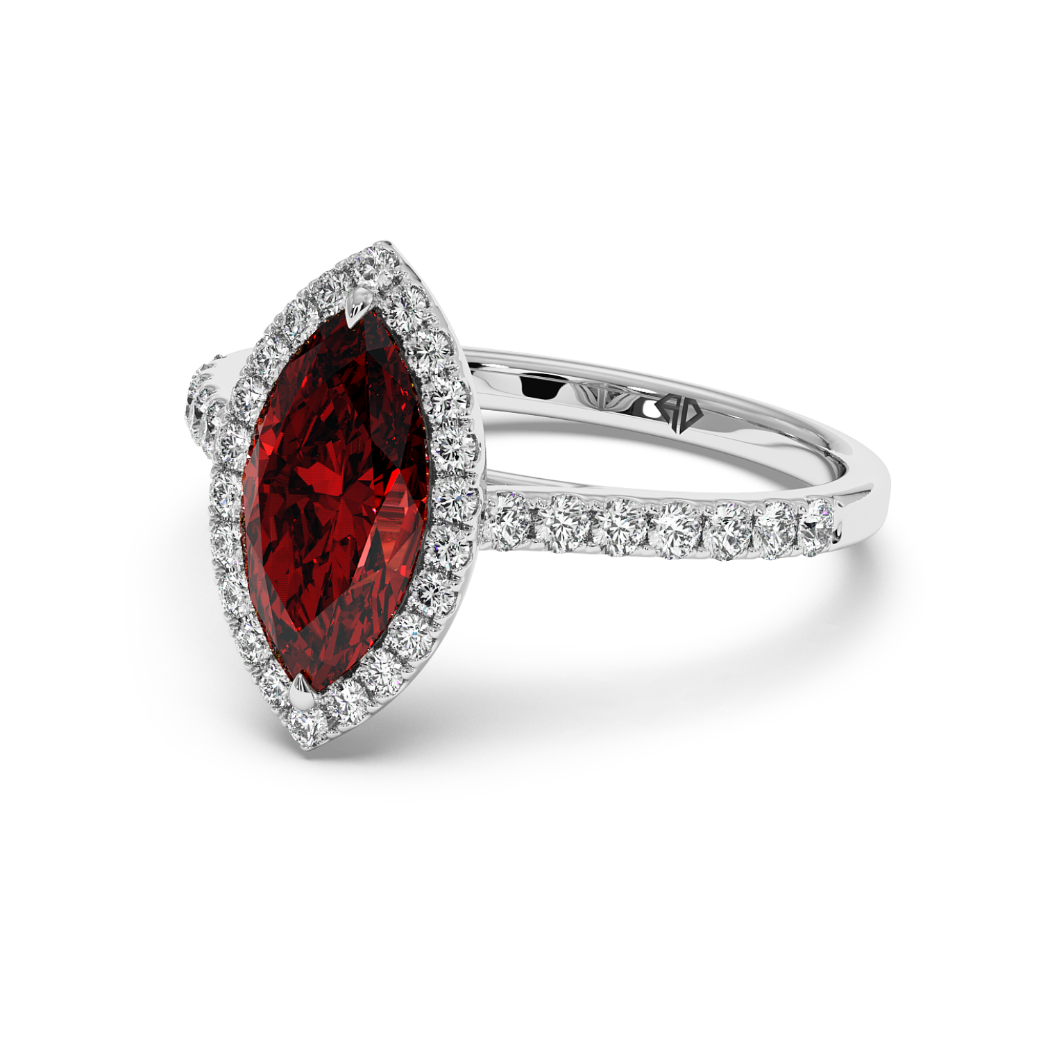 Platinum Marilyn Diamond Shoulder Hidden Halo Engagement Ring