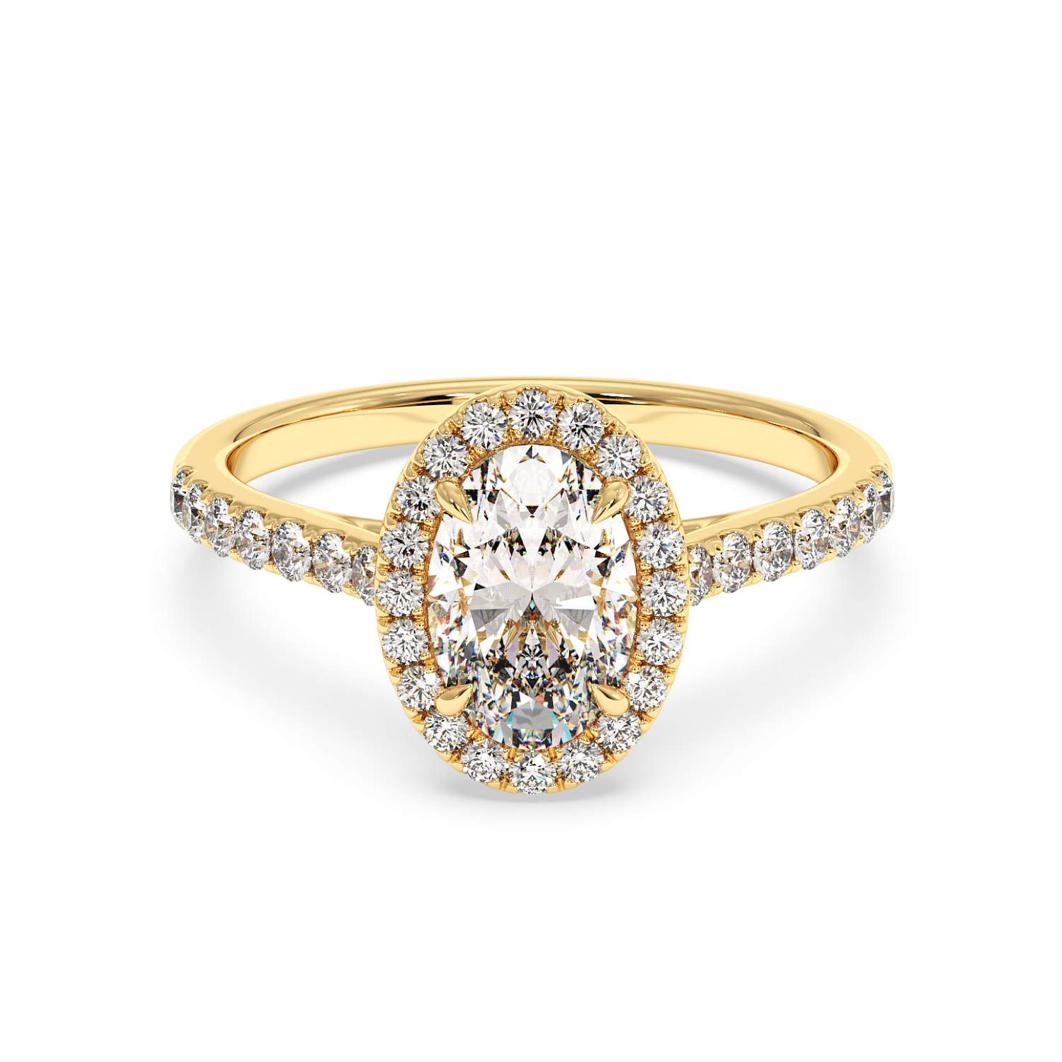 18K Yellow Gold Marilyn Diamond Shoulder Hidden Halo Engagement Ring
