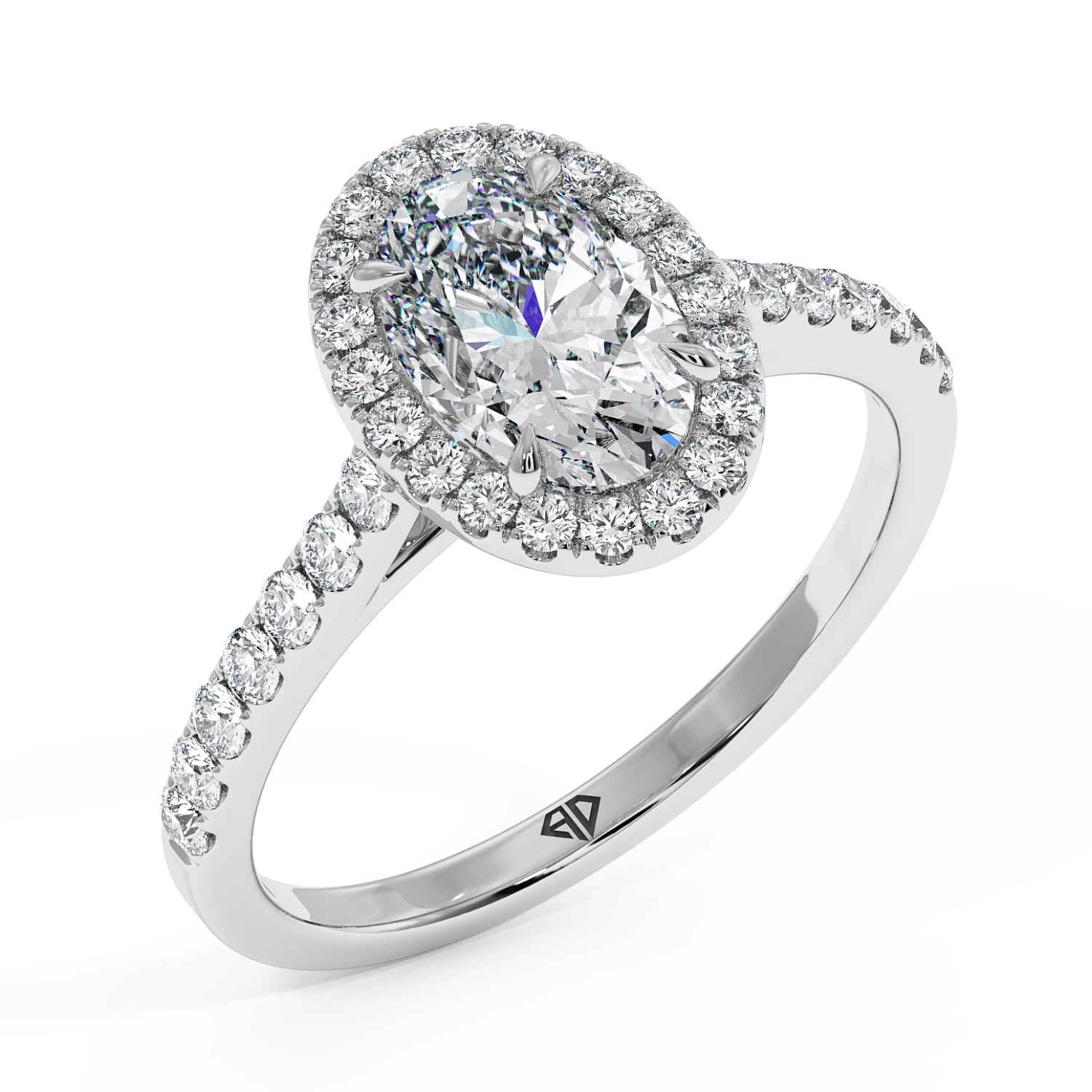 Platinum Marilyn Diamond Shoulder Hidden Halo Engagement Ring