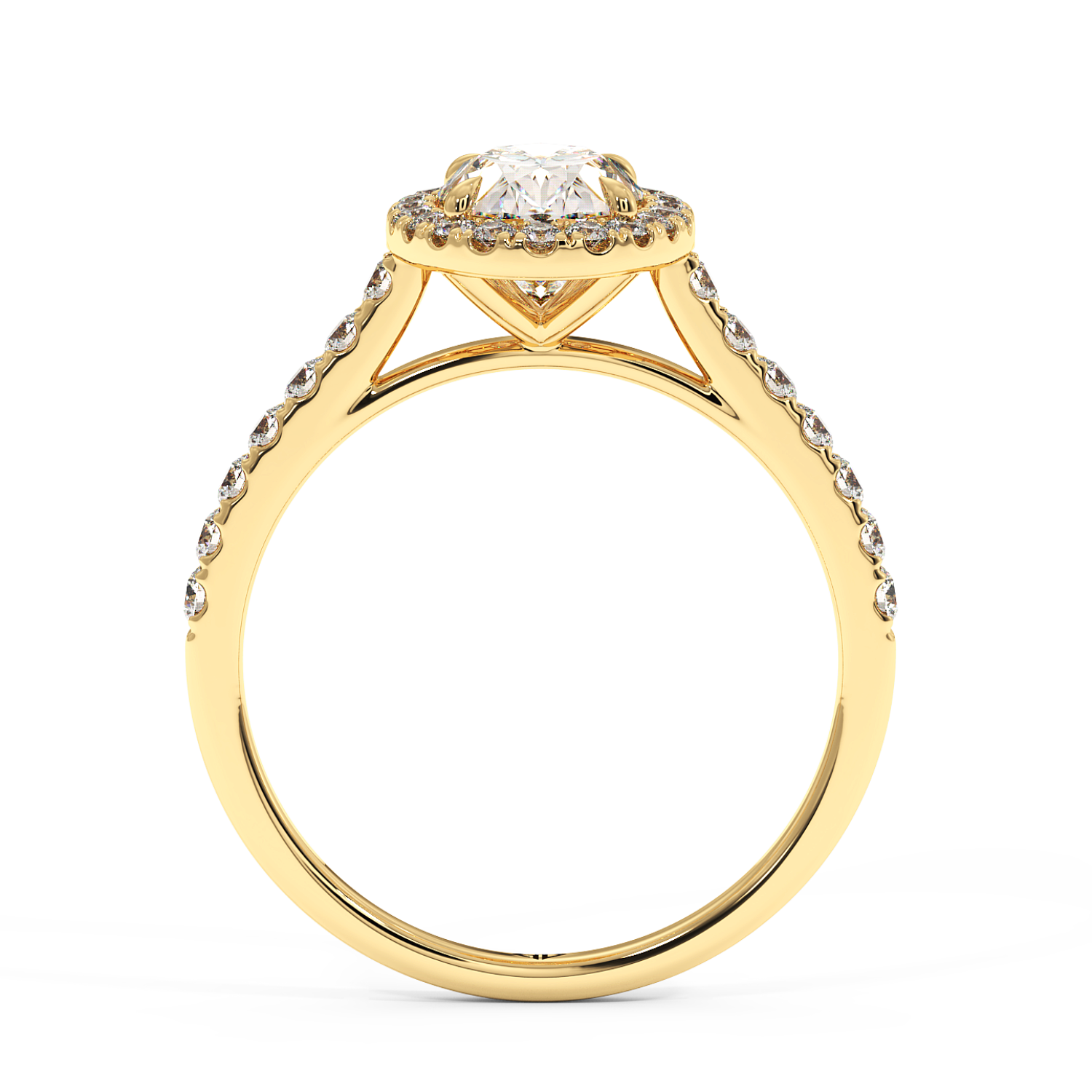 18K Yellow Gold Marilyn Diamond Shoulder Hidden Halo Engagement Ring