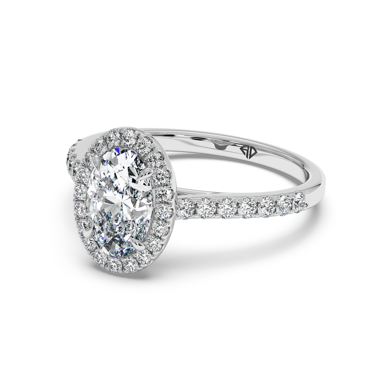 Platinum Marilyn Diamond Shoulder Hidden Halo Engagement Ring