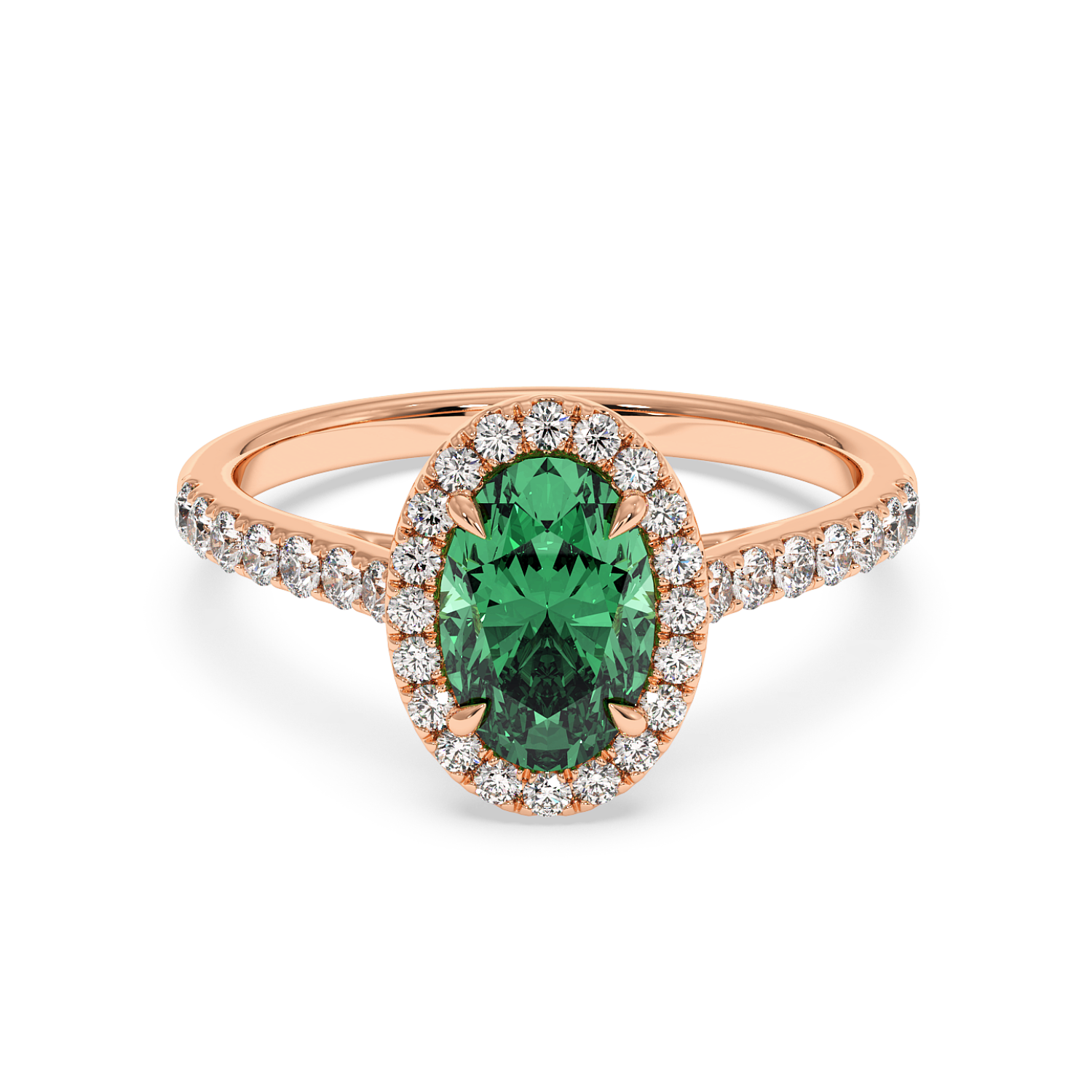 18K Rose Gold Marilyn Diamond Shoulder Hidden Halo Engagement Ring