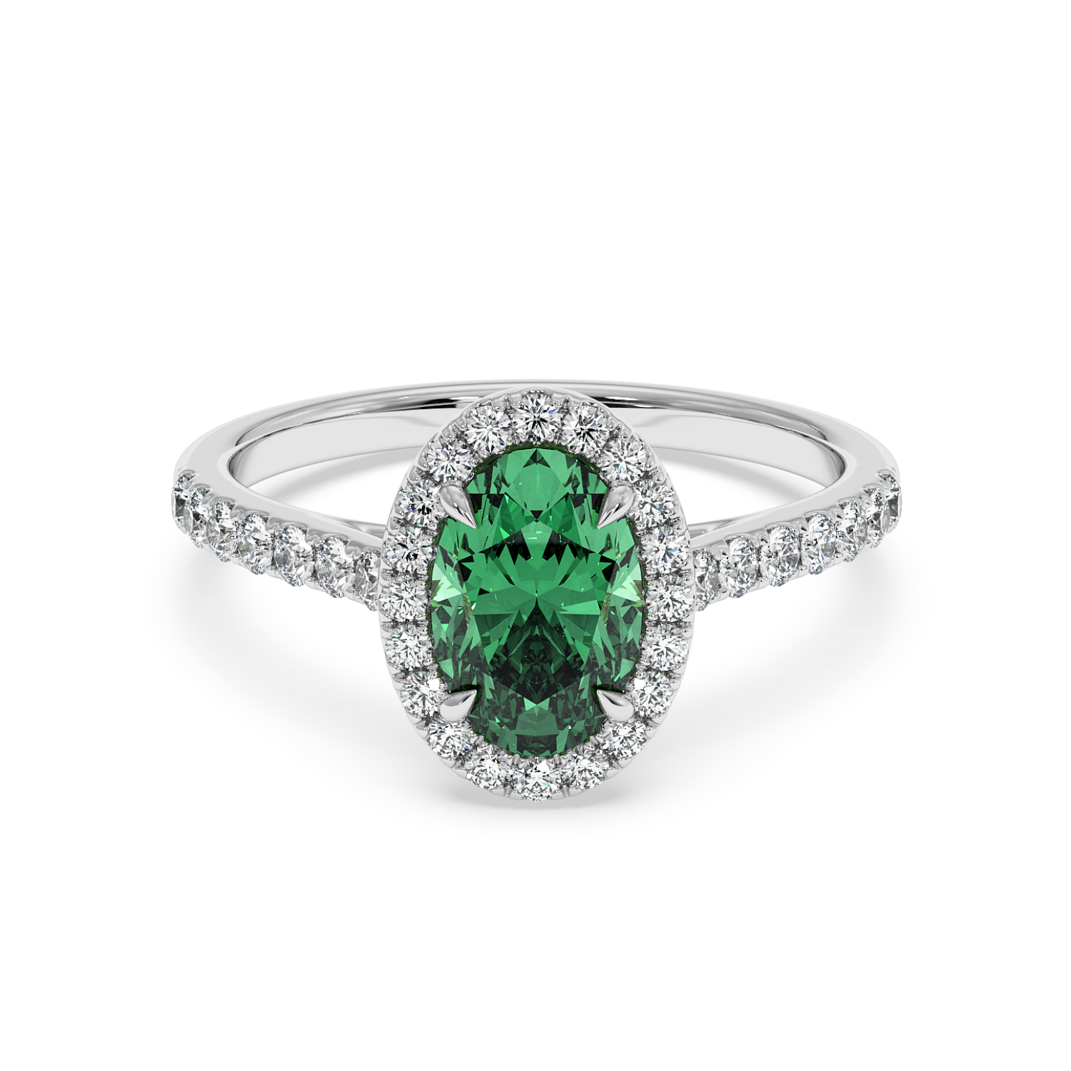 18K White Gold Marilyn Diamond Shoulder Hidden Halo Engagement Ring