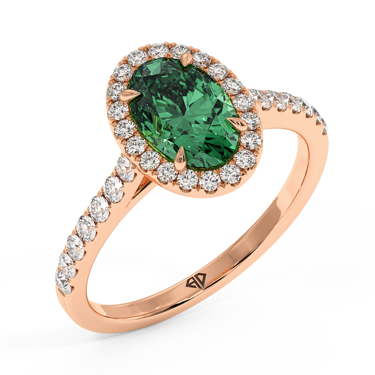 18K Rose Gold Marilyn Diamond Shoulder Hidden Halo Engagement Ring