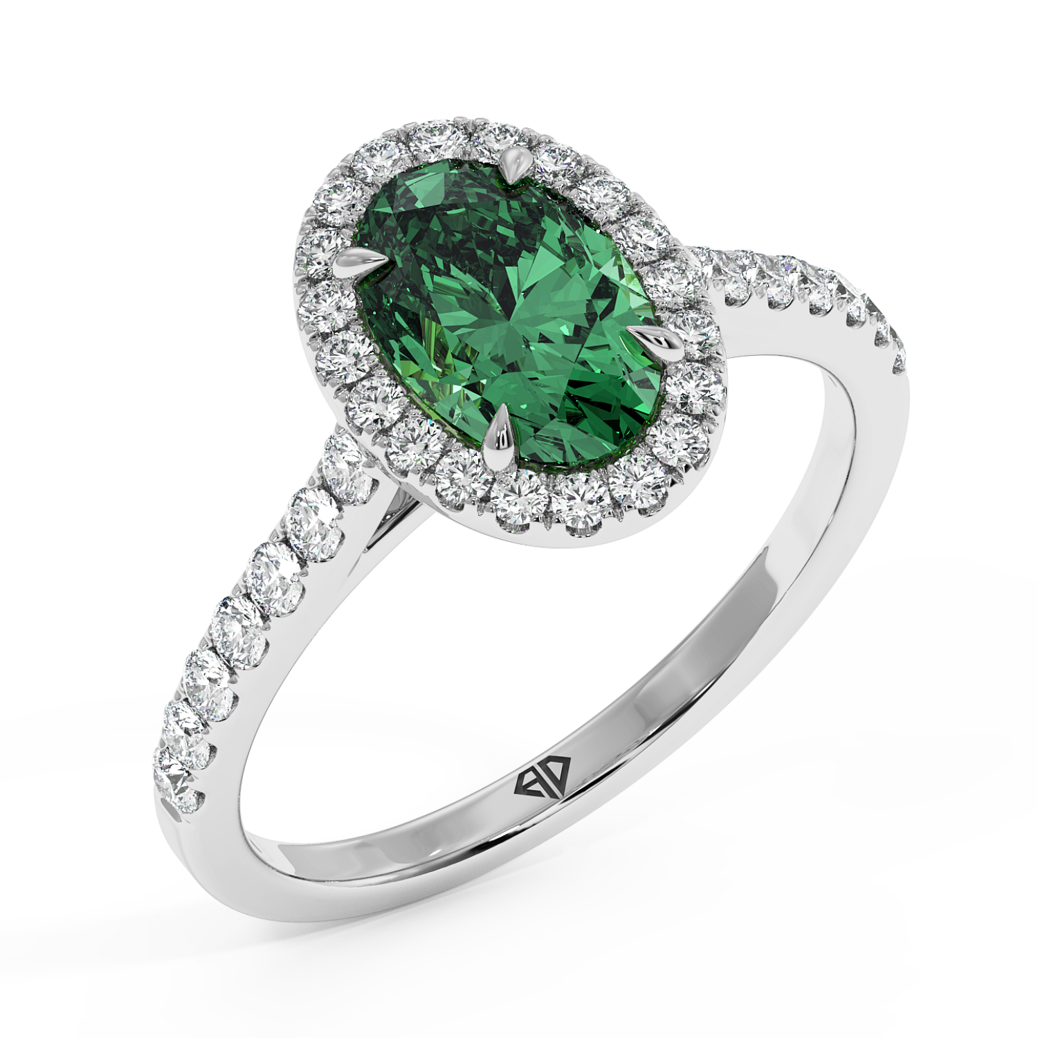 18K White Gold Marilyn Diamond Shoulder Hidden Halo Engagement Ring