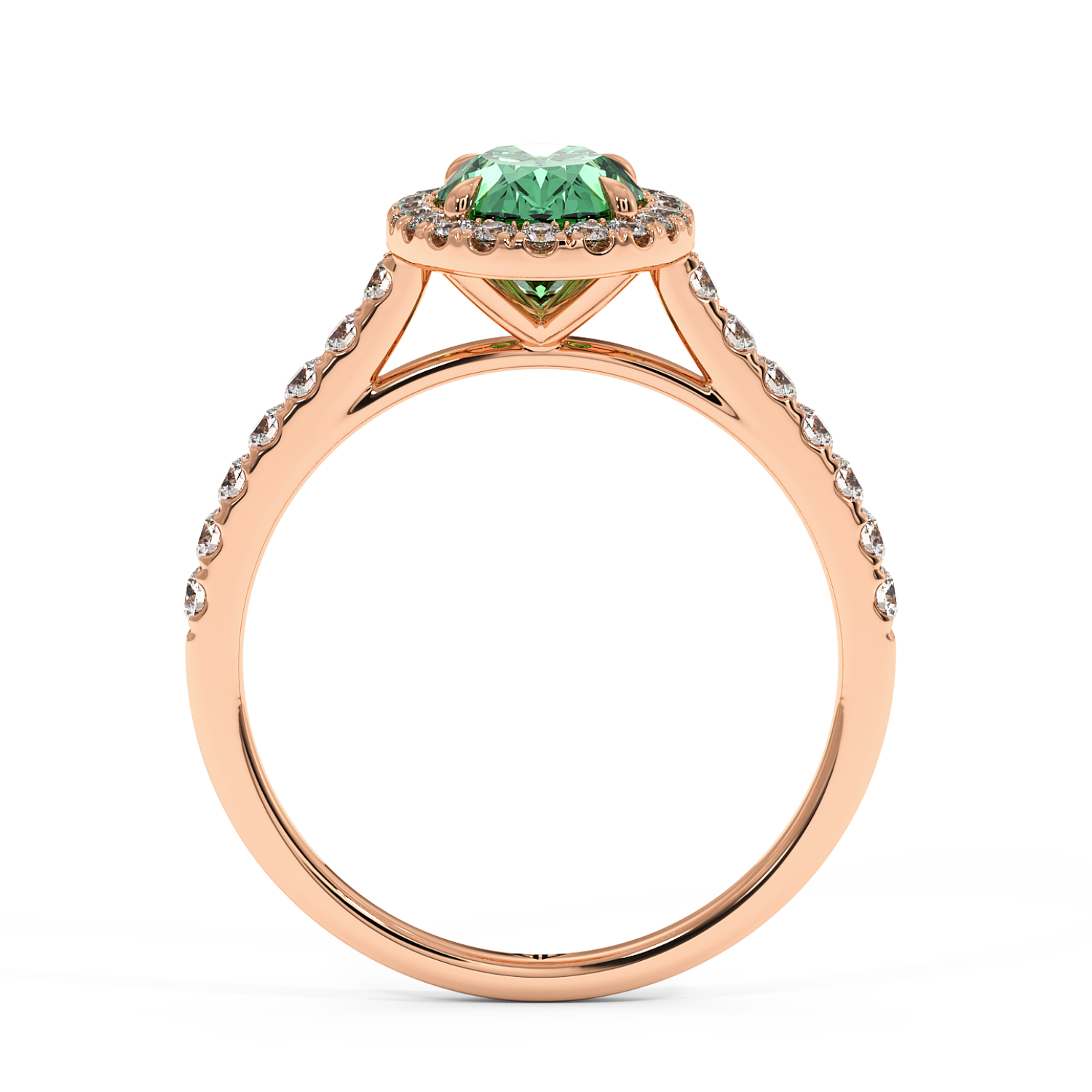 18K Rose Gold Marilyn Diamond Shoulder Hidden Halo Engagement Ring