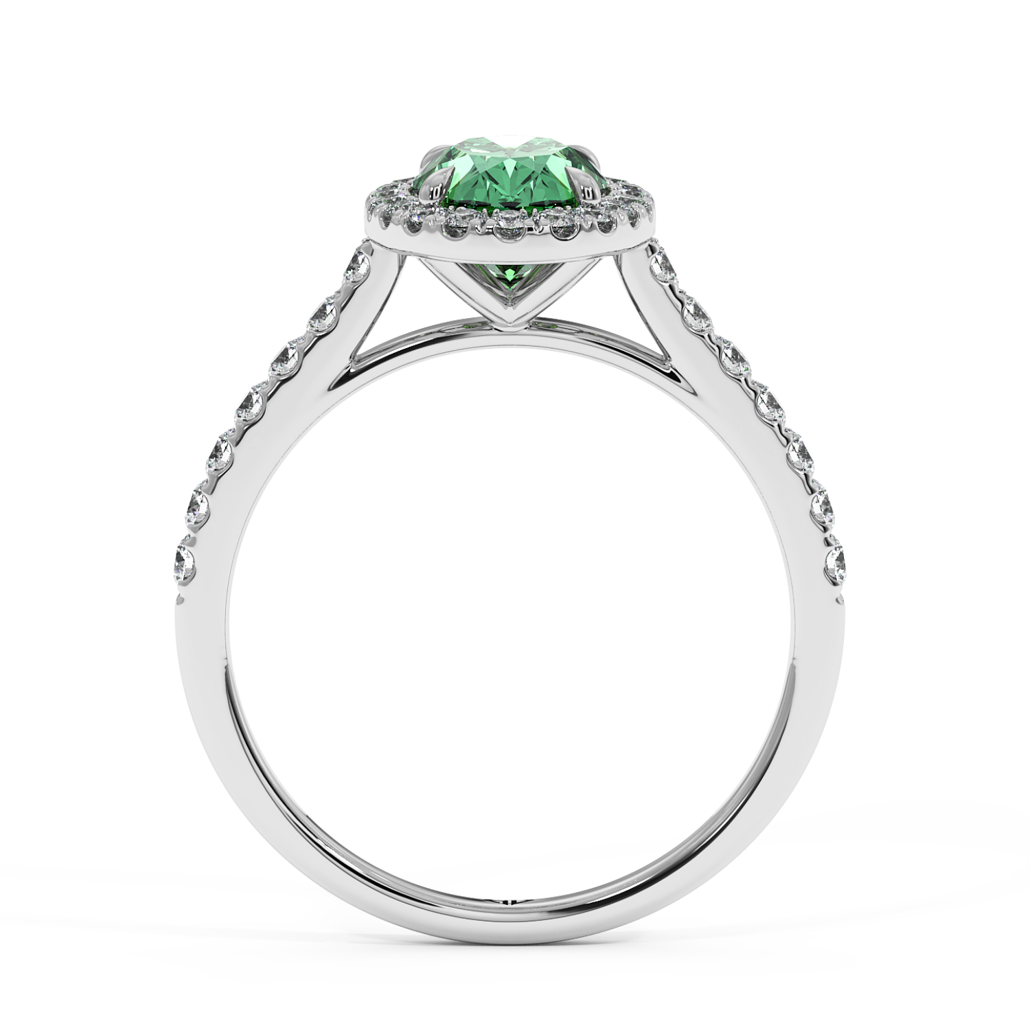 18K White Gold Marilyn Diamond Shoulder Hidden Halo Engagement Ring