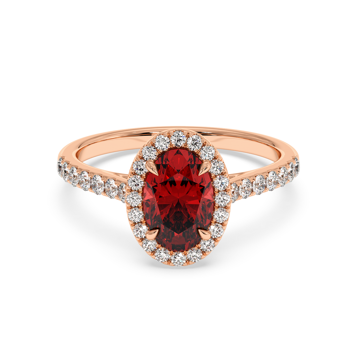 18K Rose Gold Marilyn Diamond Shoulder Hidden Halo Engagement Ring