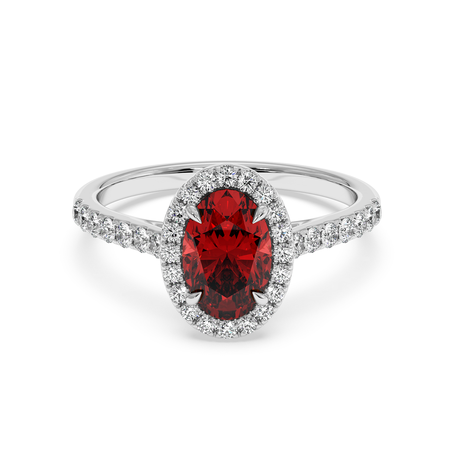 18K White Gold Marilyn Diamond Shoulder Hidden Halo Engagement Ring