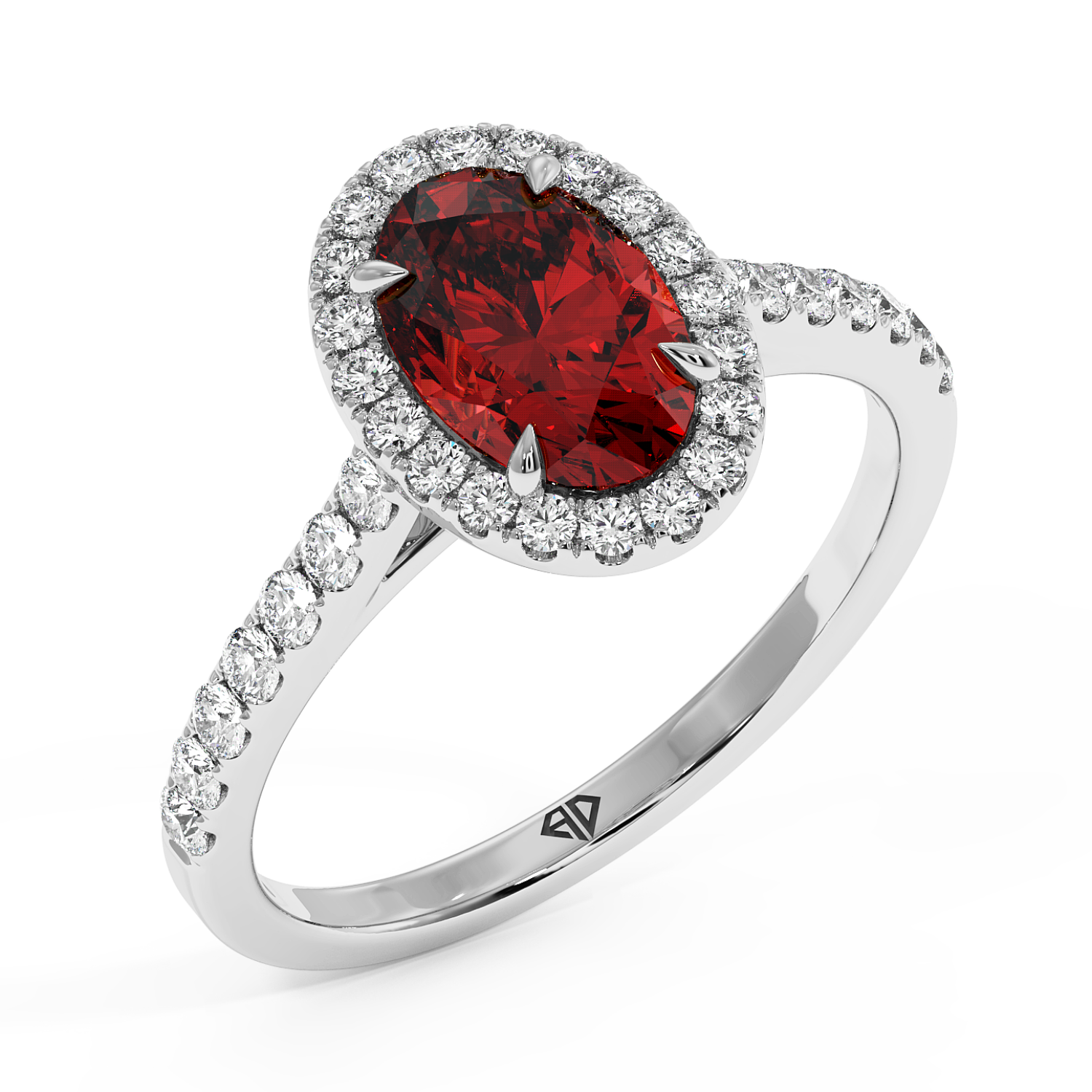 18K White Gold Marilyn Diamond Shoulder Hidden Halo Engagement Ring