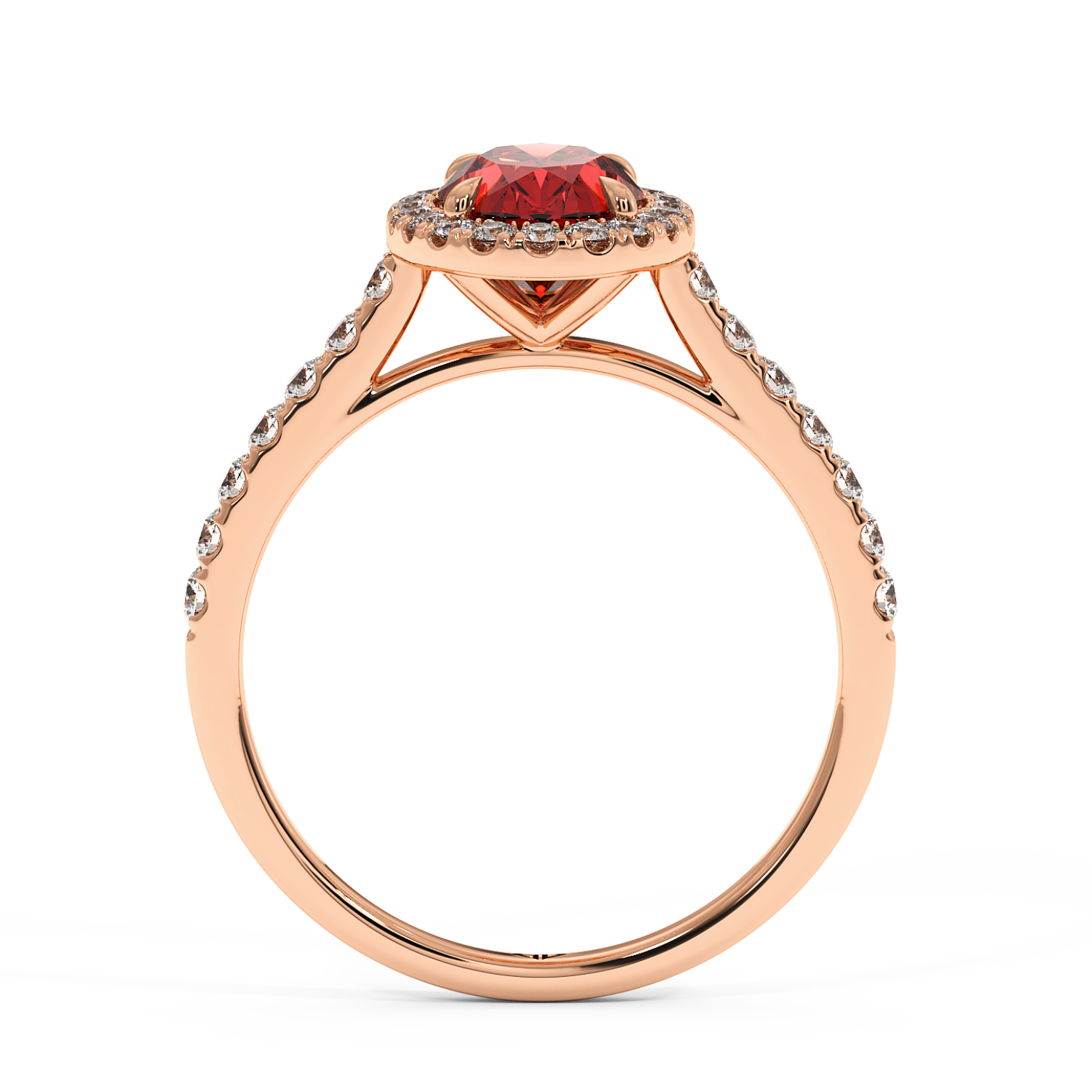 18K Rose Gold Marilyn Diamond Shoulder Hidden Halo Engagement Ring