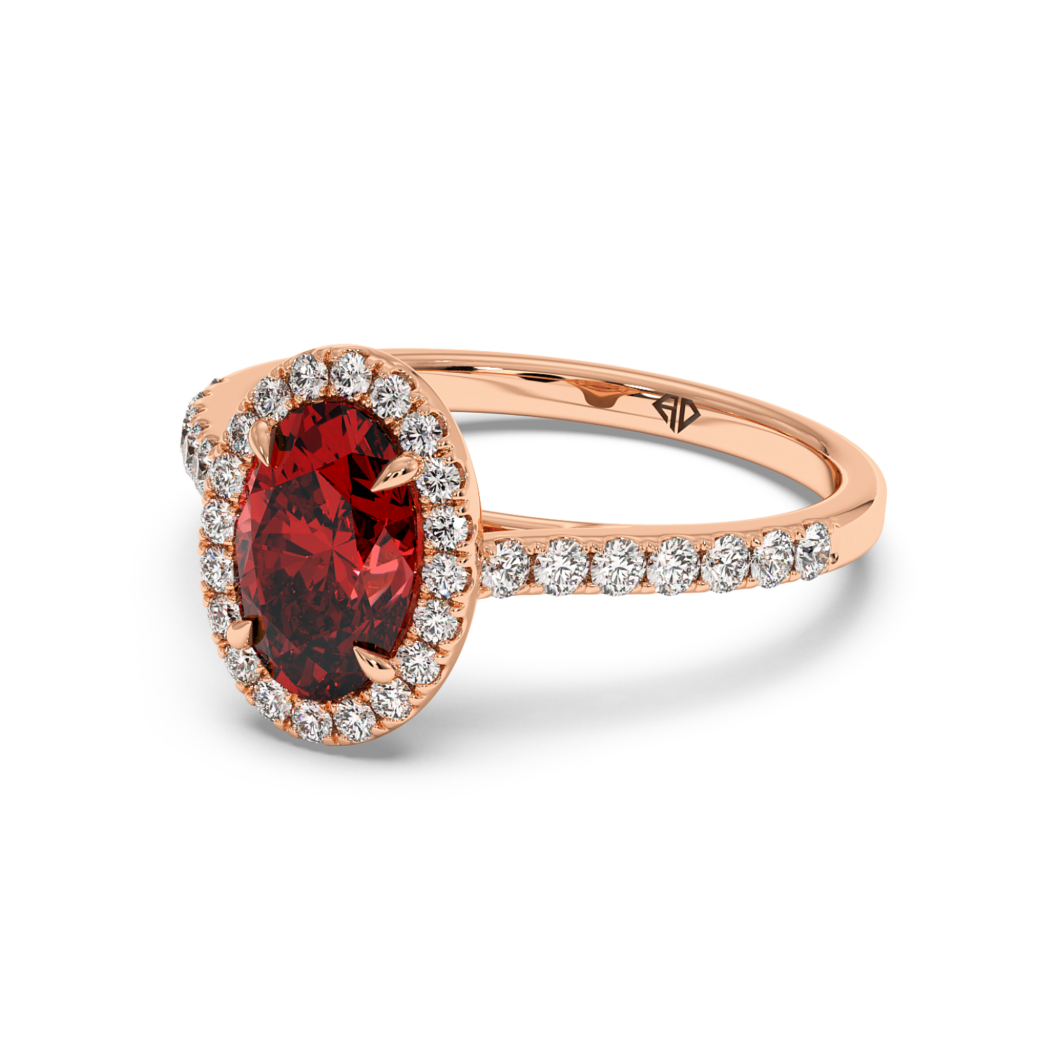 18K Rose Gold Marilyn Diamond Shoulder Hidden Halo Engagement Ring